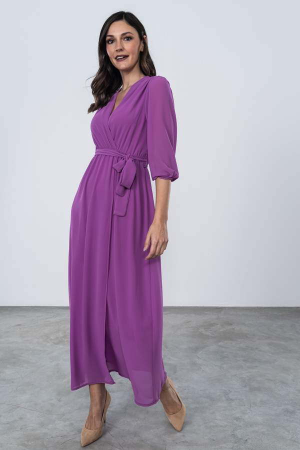 VESTIDO CRUZADO VUELO MALVA