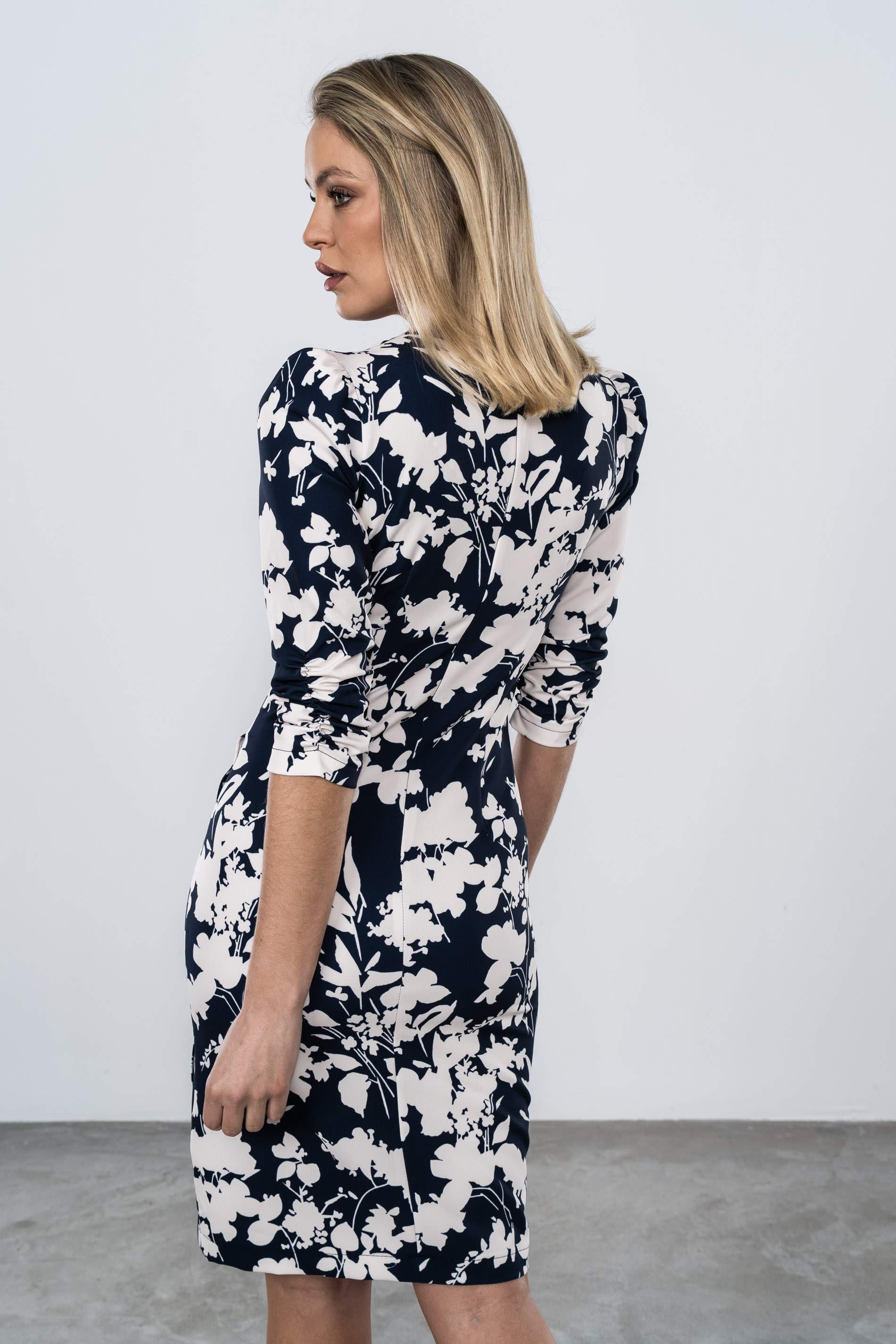 VESTIDO ESTAMPADO BICOLOR MARINO