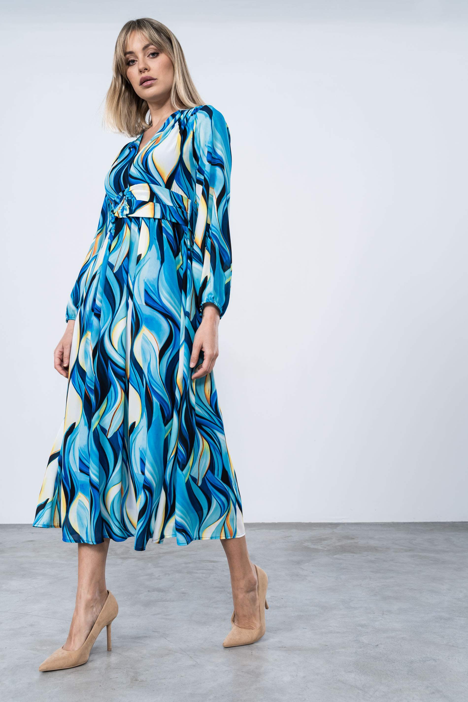 VESTIDO LARGO ESTAMPADO ONDAS