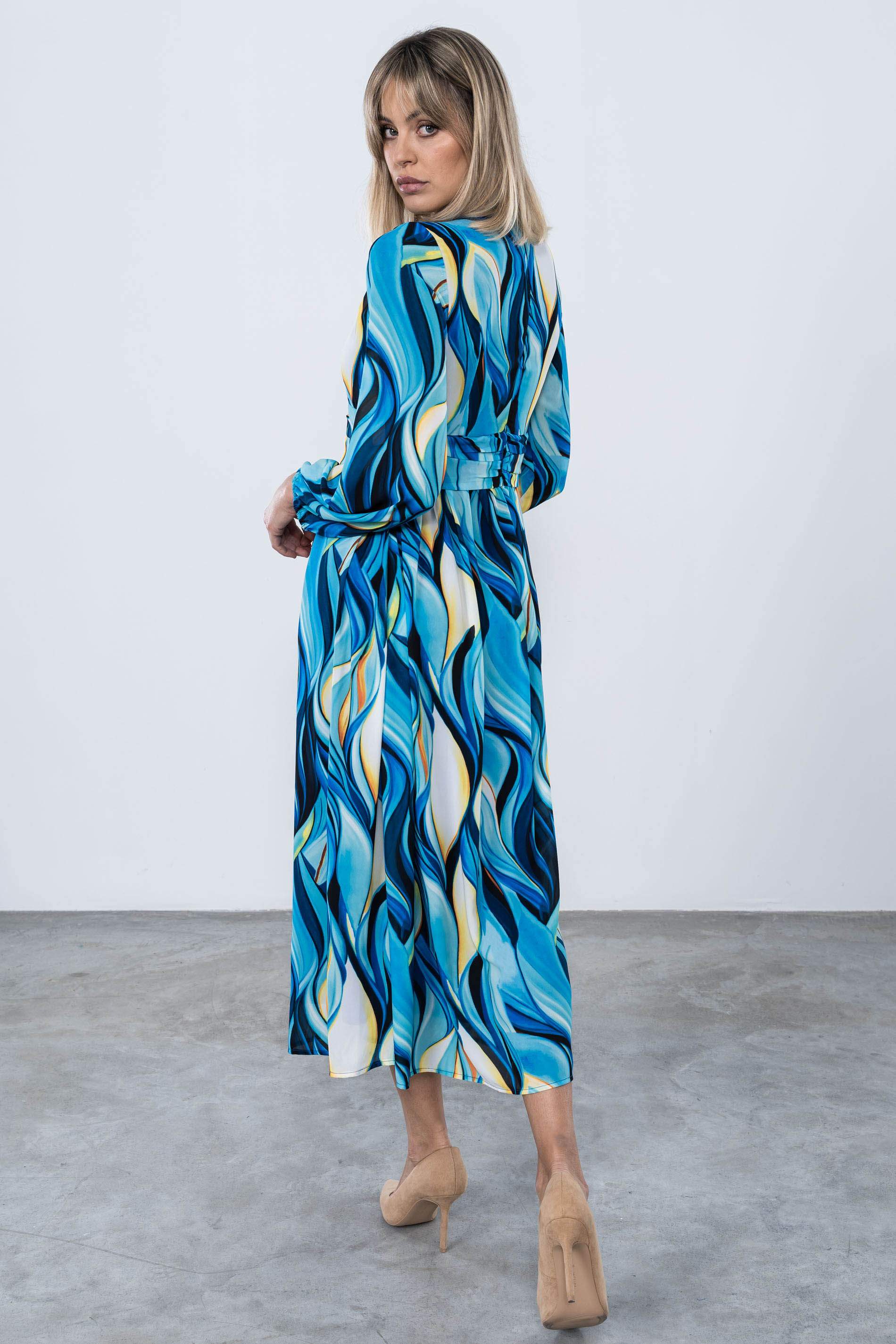 VESTIDO LARGO ESTAMPADO ONDAS