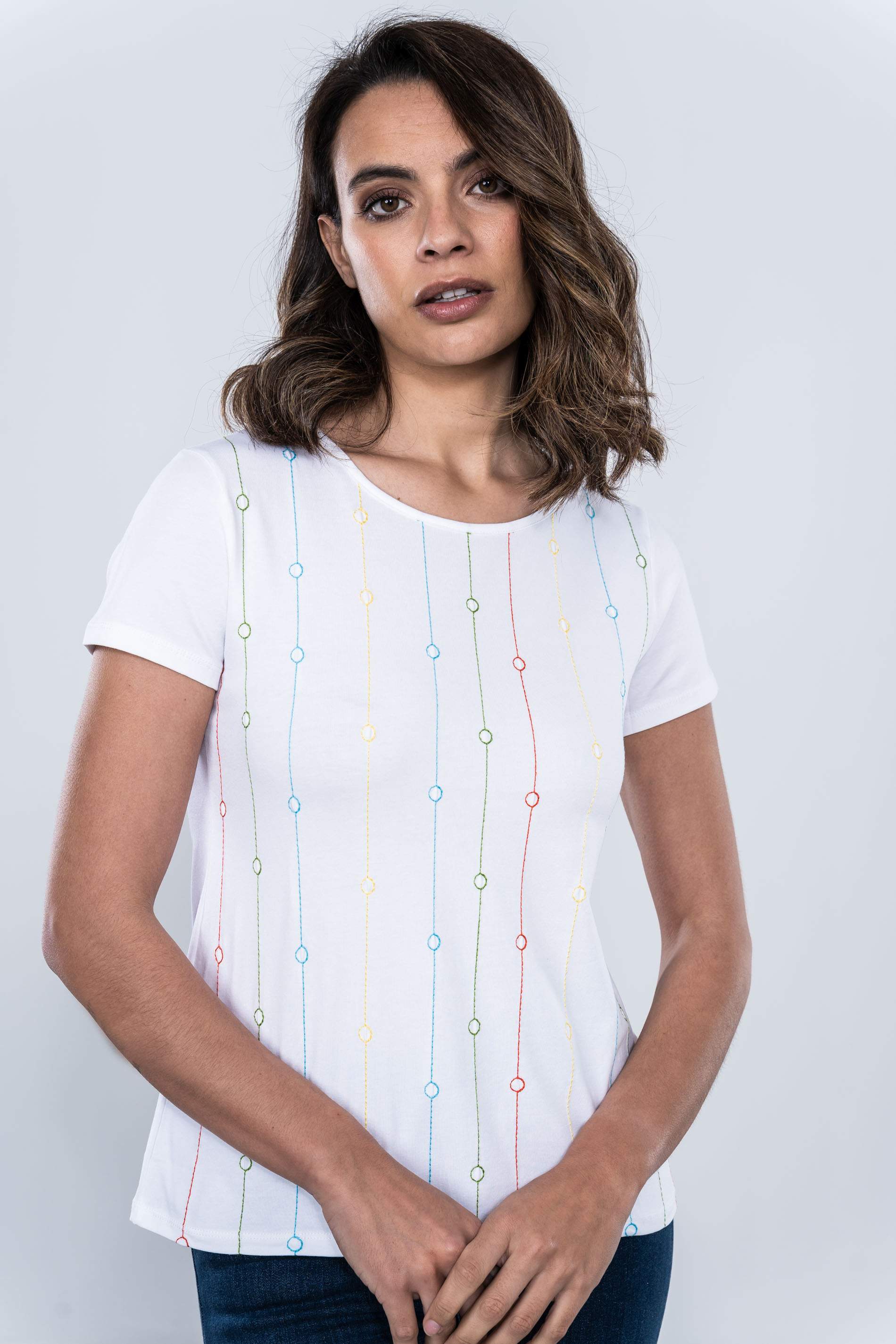 CAMISETA DELANTERO BORDADOS BLANCO