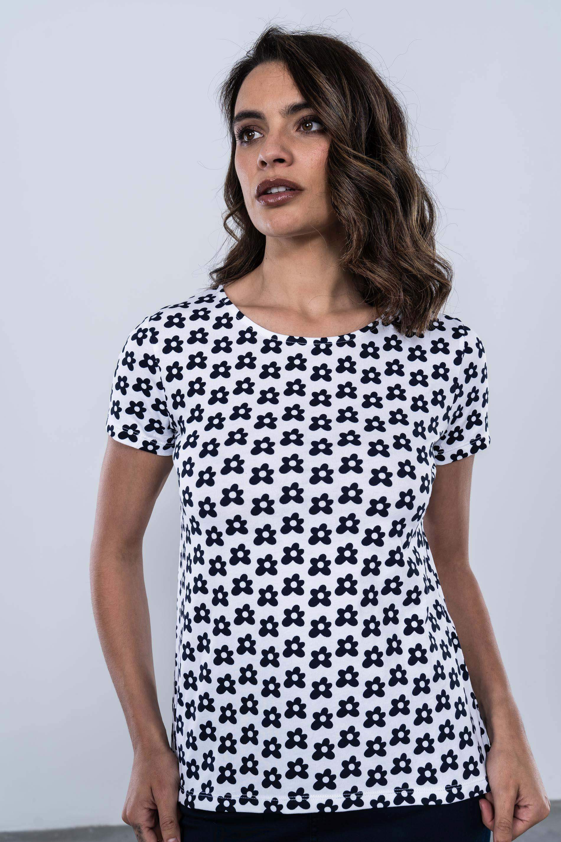 CAMISETA ESTAMPADA FLORES BLANCO