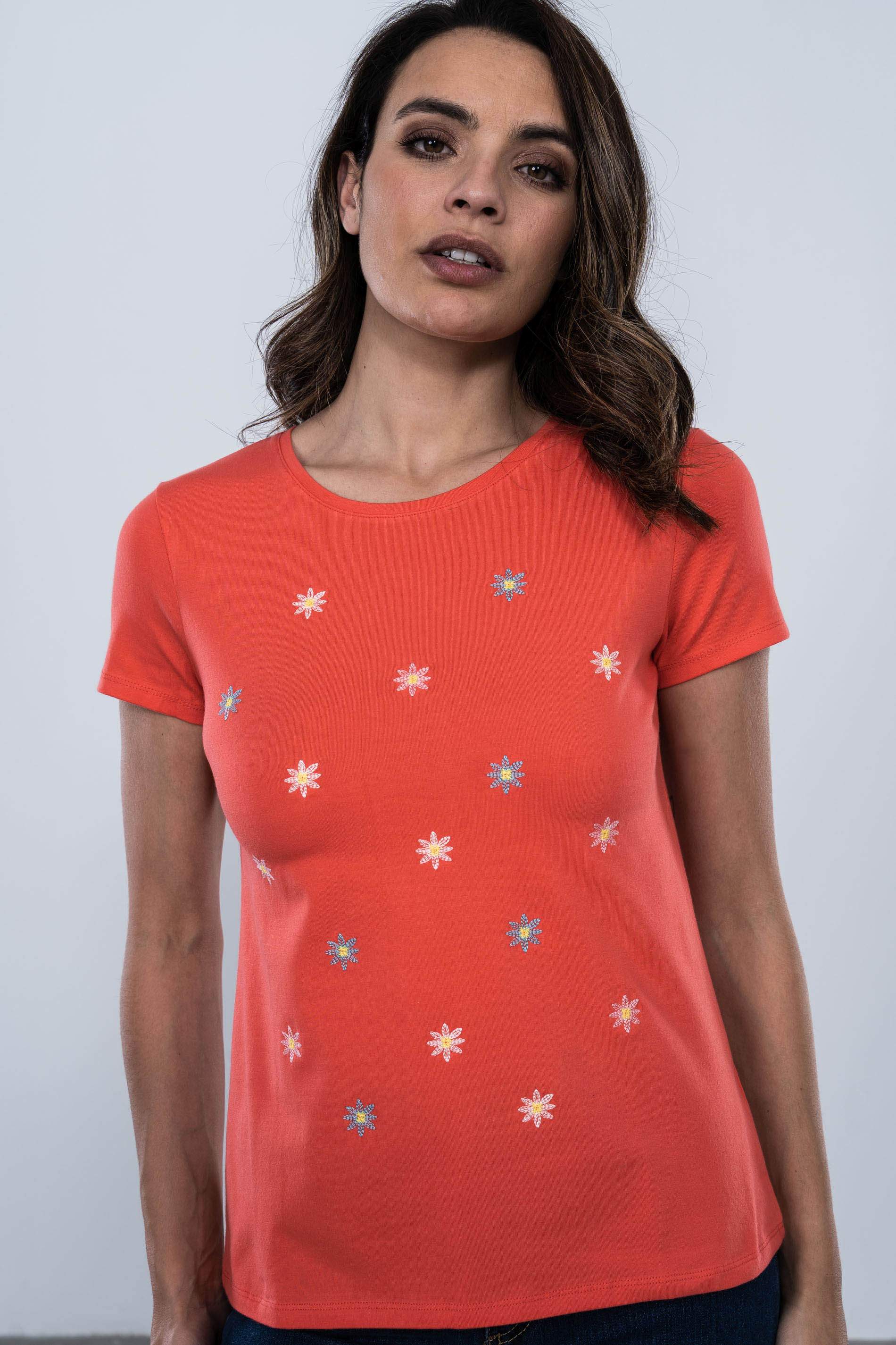 CAMISETA MARGARITAS BORDADAS