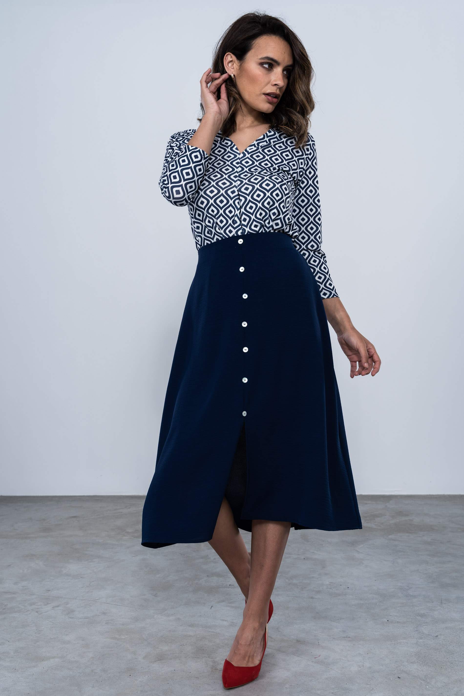 FALDA EVSE BOTONES MARINO