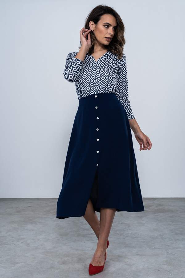 FALDA EVSE BOTONES MARINO