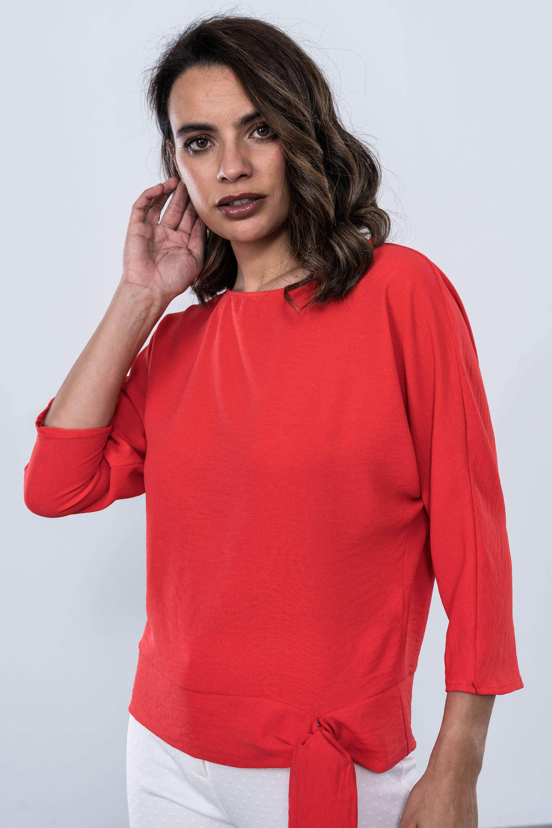 BLUSA LAZADA CADERA ROJO