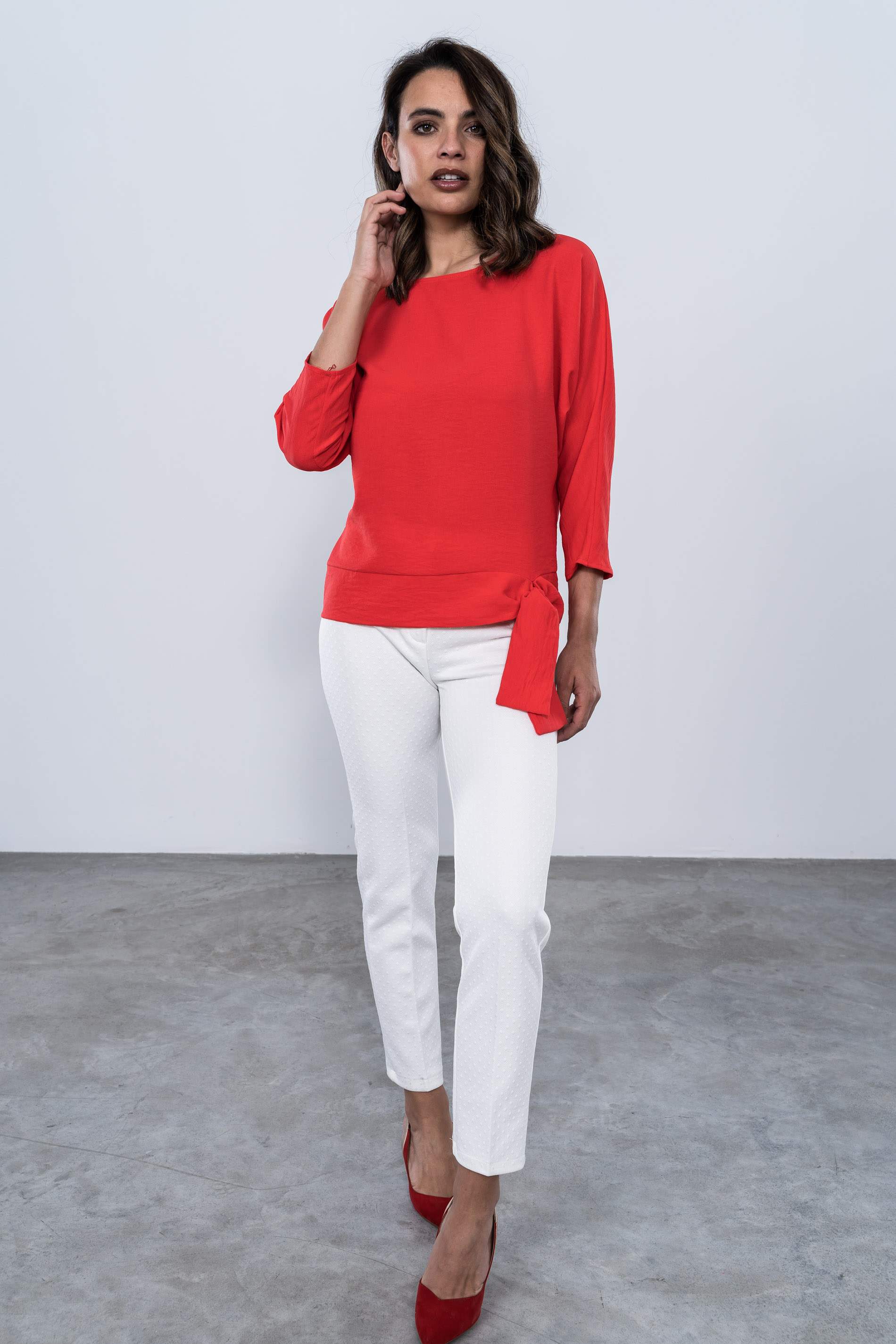 BLUSA LAZADA CADERA ROJO