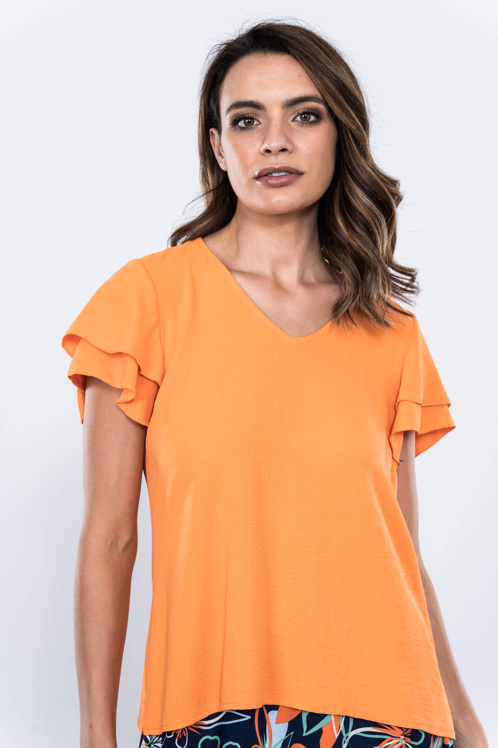 BLUSA MANGA DOBLE CAPA NARANJA
