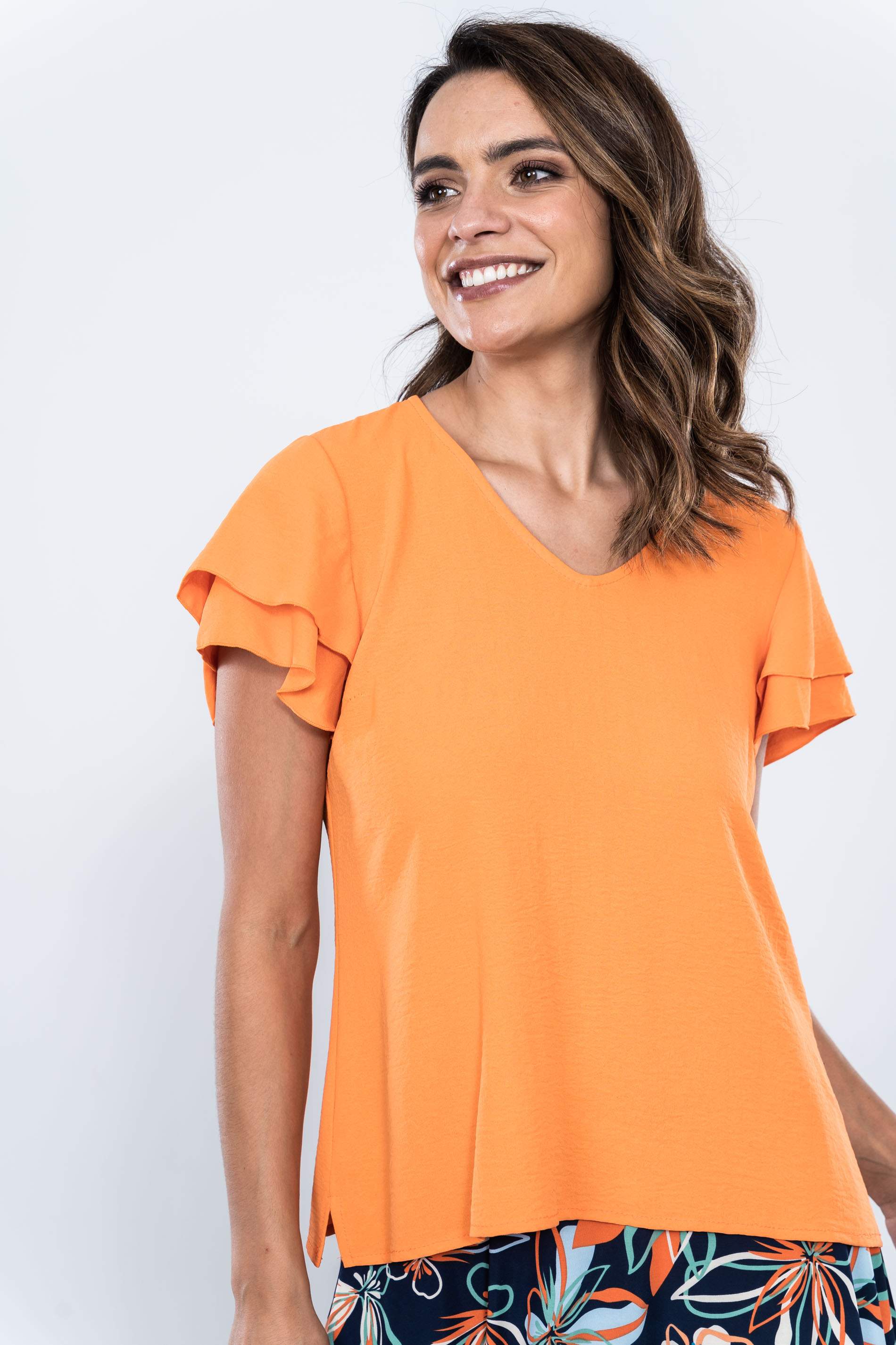 BLUSA MANGA DOBLE CAPA NARANJA