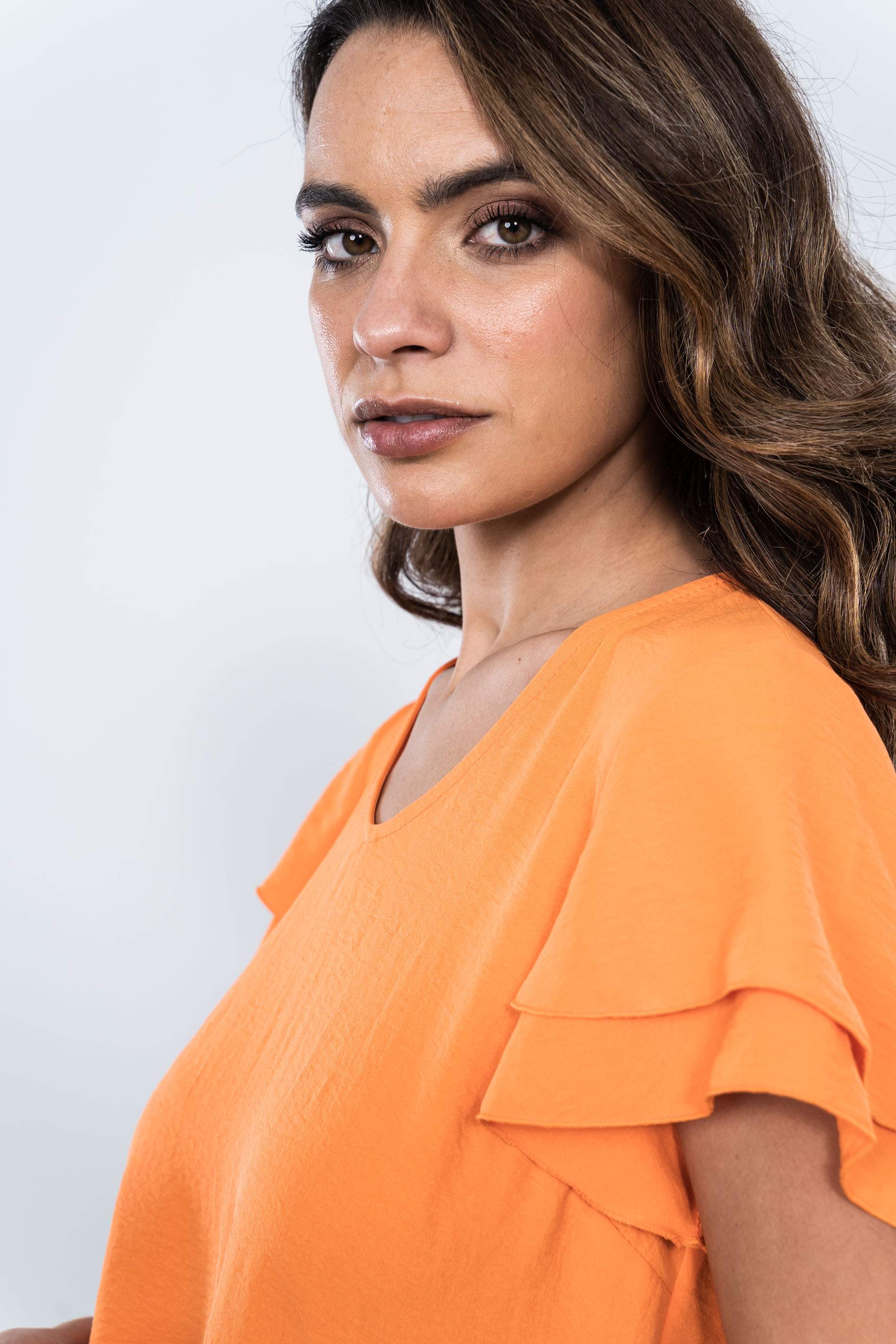BLUSA MANGA DOBLE CAPA NARANJA