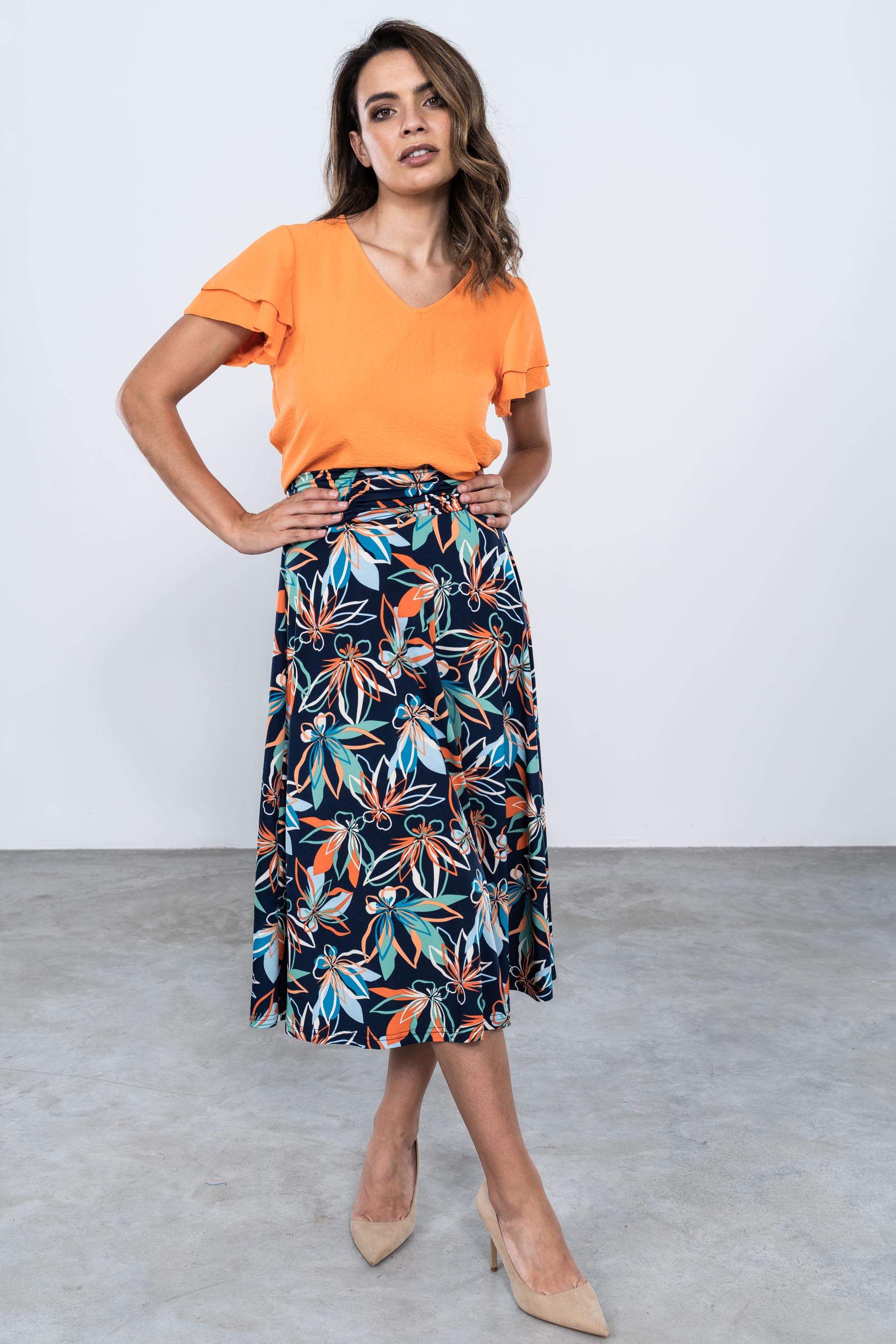 BLUSA MANGA DOBLE CAPA NARANJA