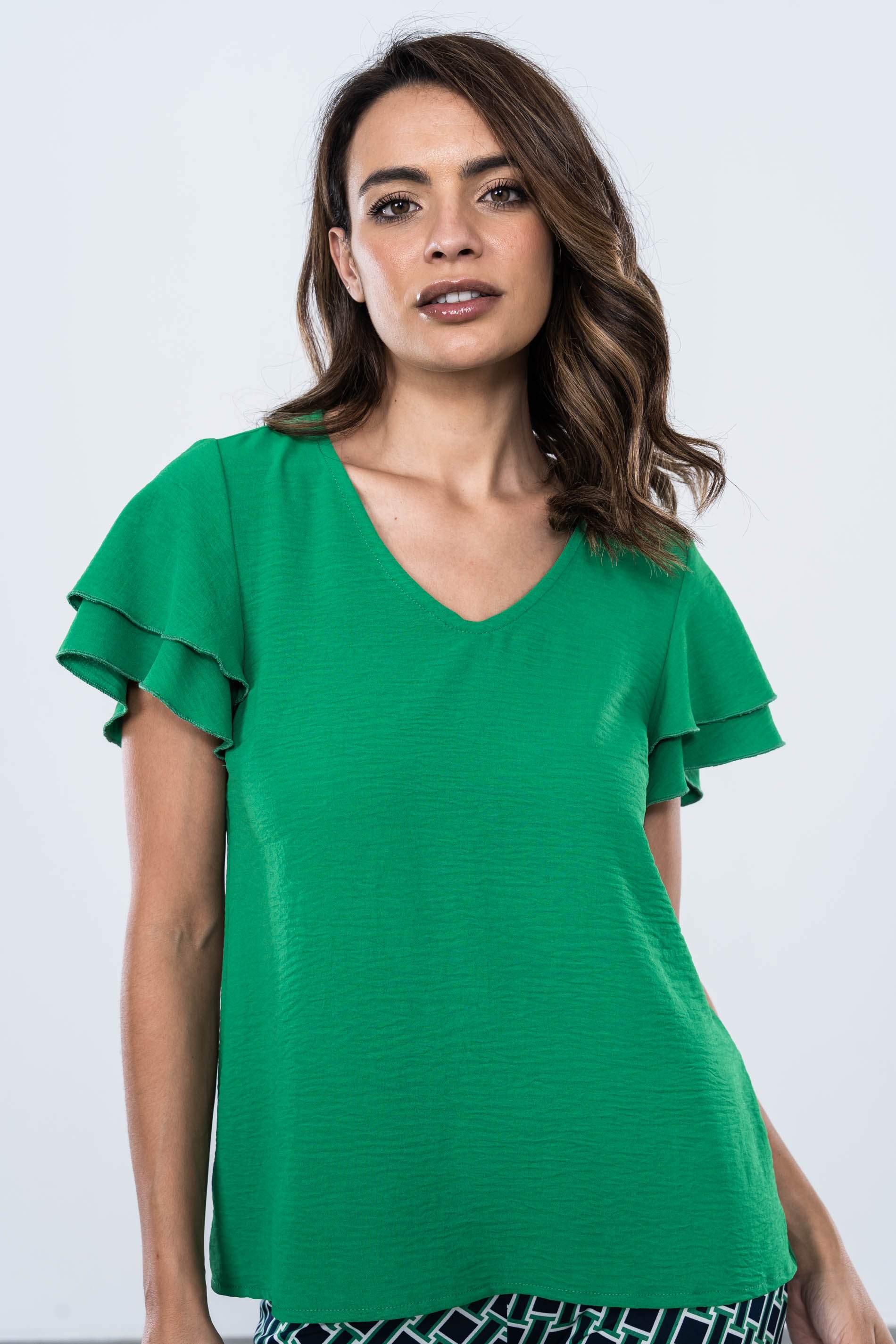 BLUSA MANGA DOBLE CAPA VERDE
