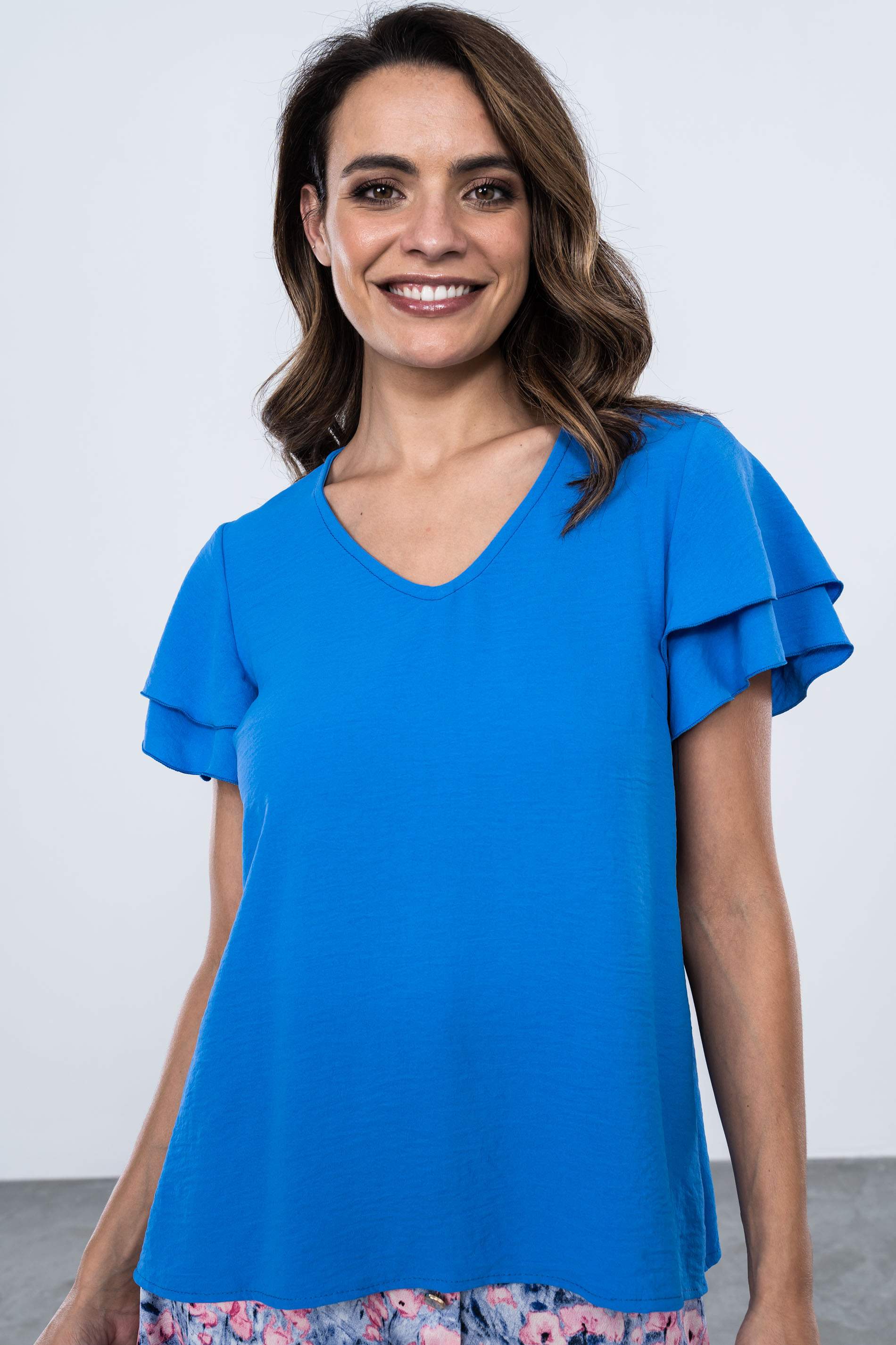BLUSA MANGA DOBLE CAPA AZUL