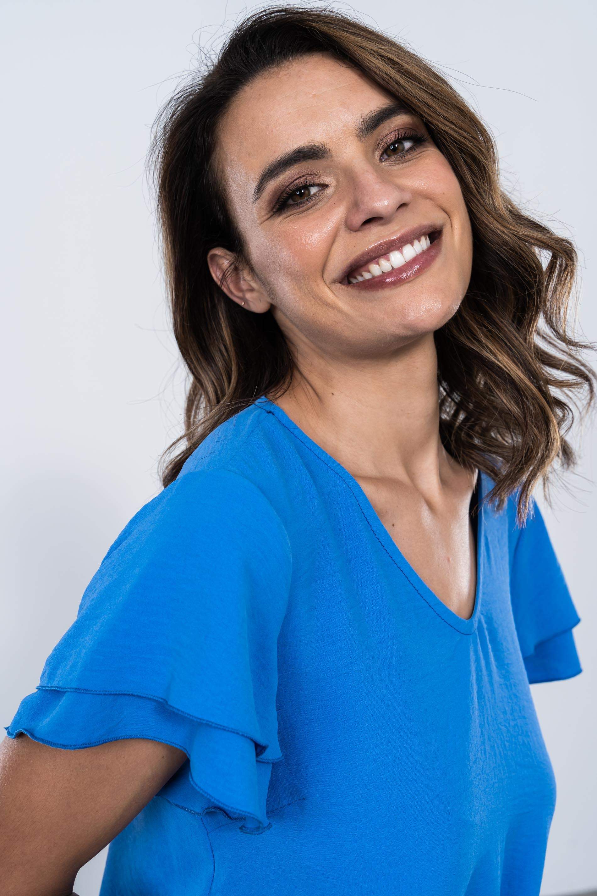 BLUSA MANGA DOBLE CAPA AZUL