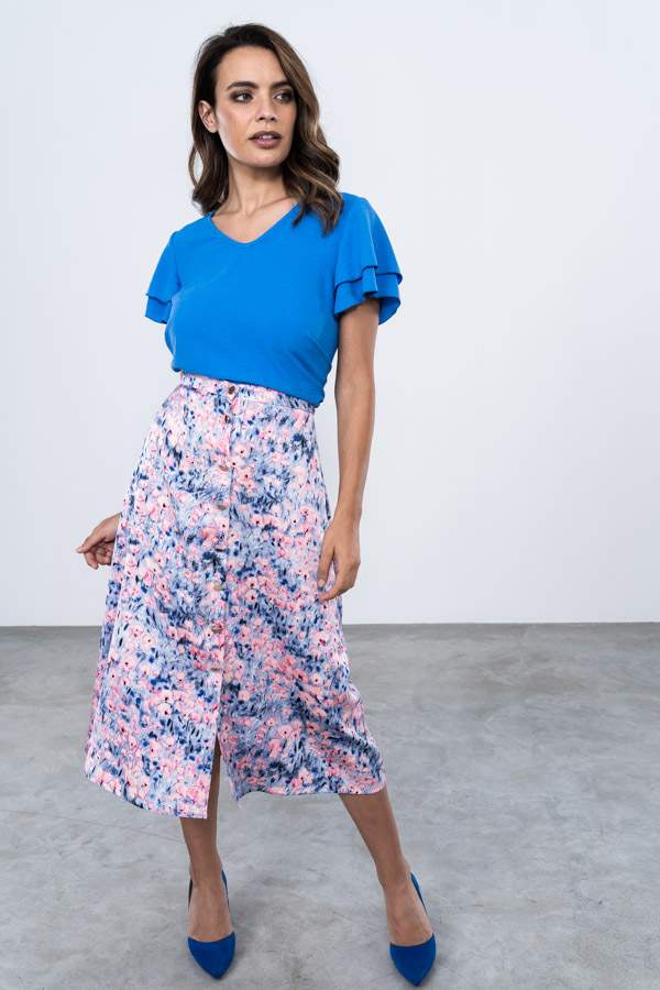 BLUSA MANGA DOBLE CAPA AZUL