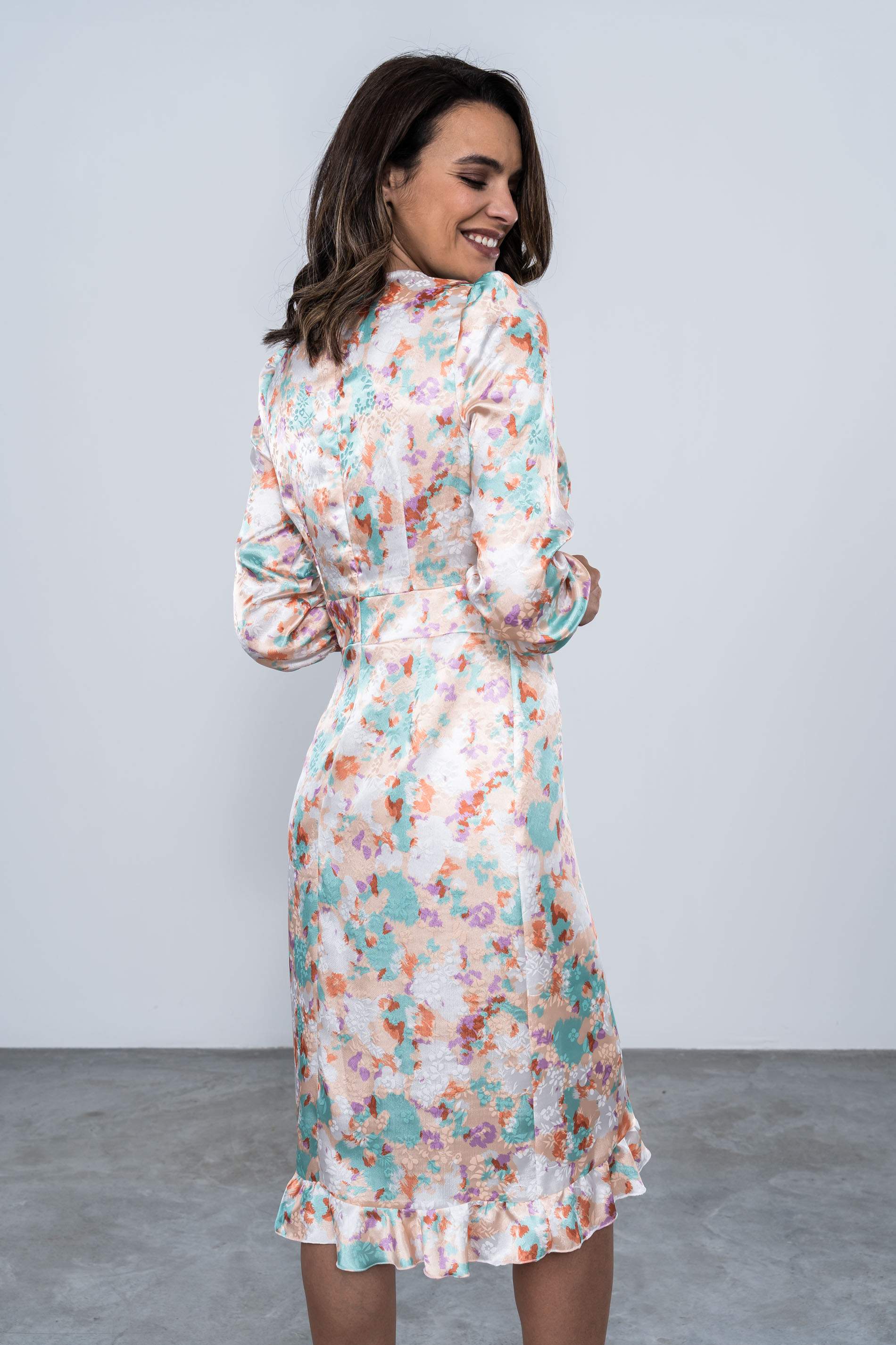 VESTIDO EFECTO CRUZADA LAZO