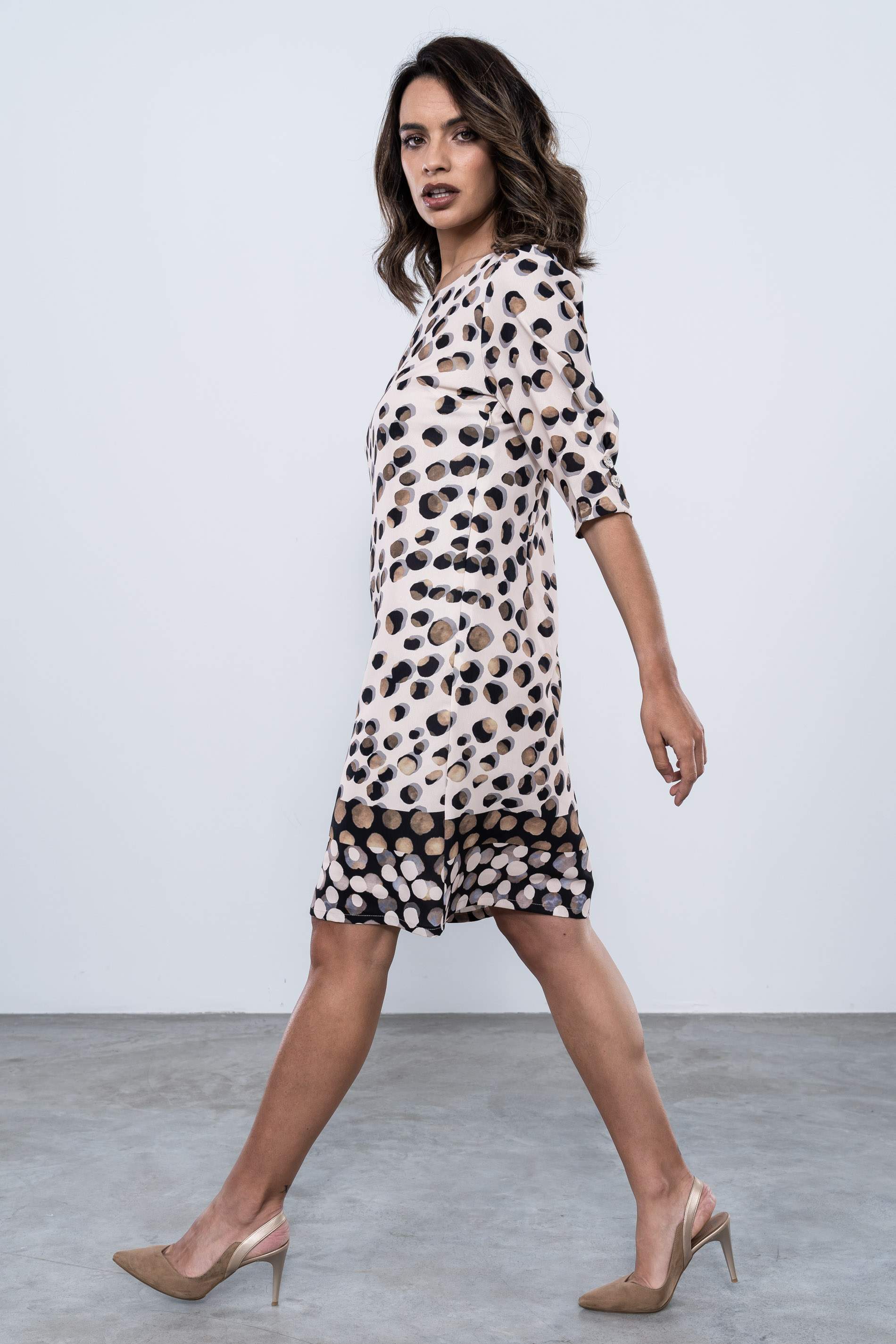 VESTIDO MANCHAS MANGA ABULLONADA