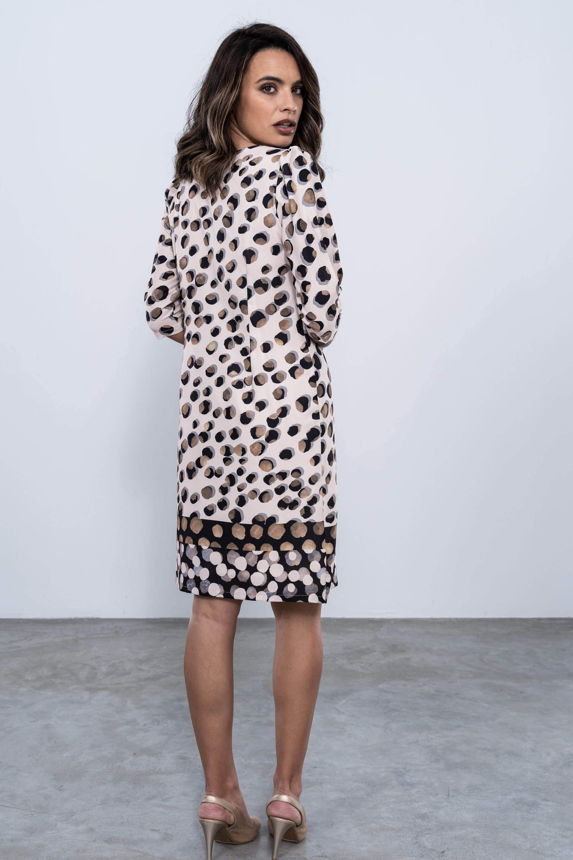 VESTIDO MANCHAS MANGA ABULLONADA