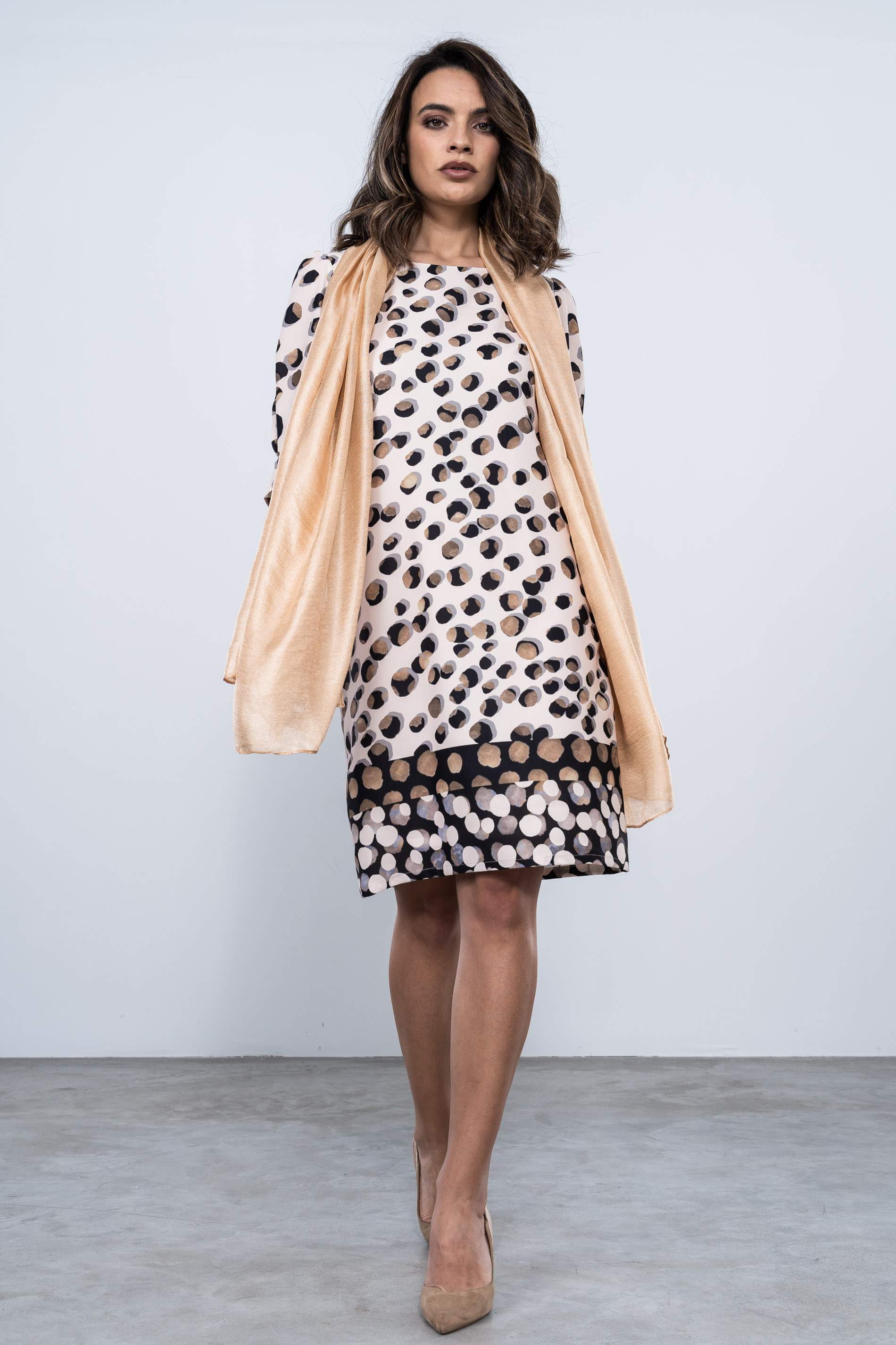 VESTIDO MANCHAS MANGA ABULLONADA