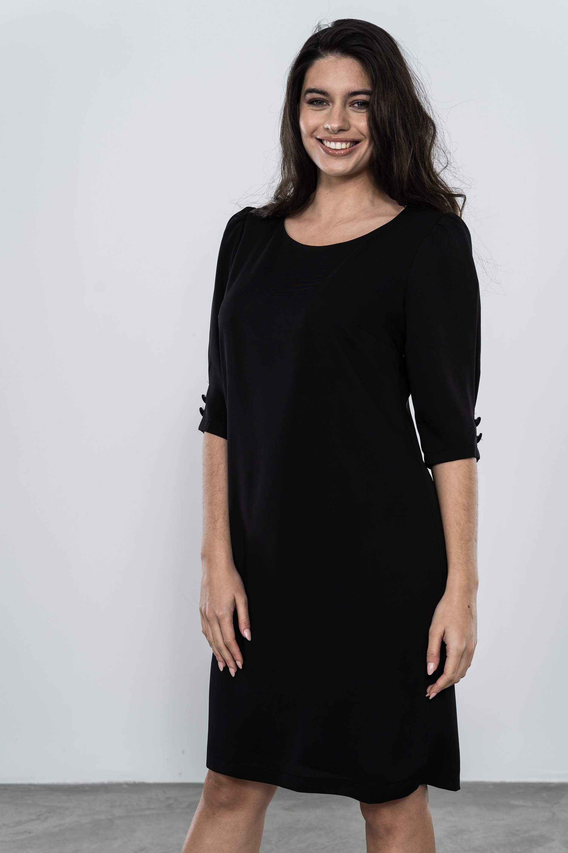 VESTIDO MANGA ABULLONADA NEGRO