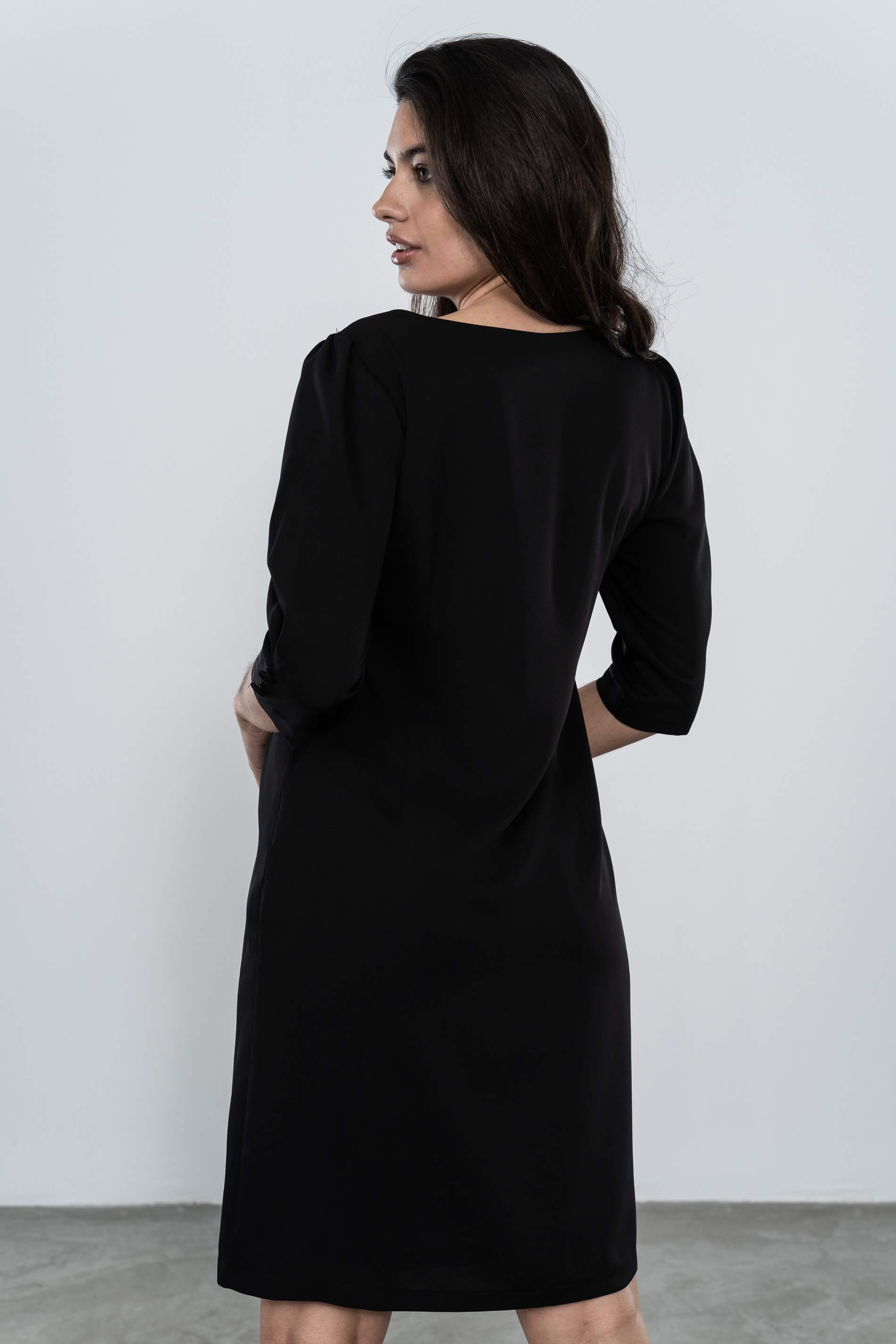 VESTIDO MANGA ABULLONADA NEGRO