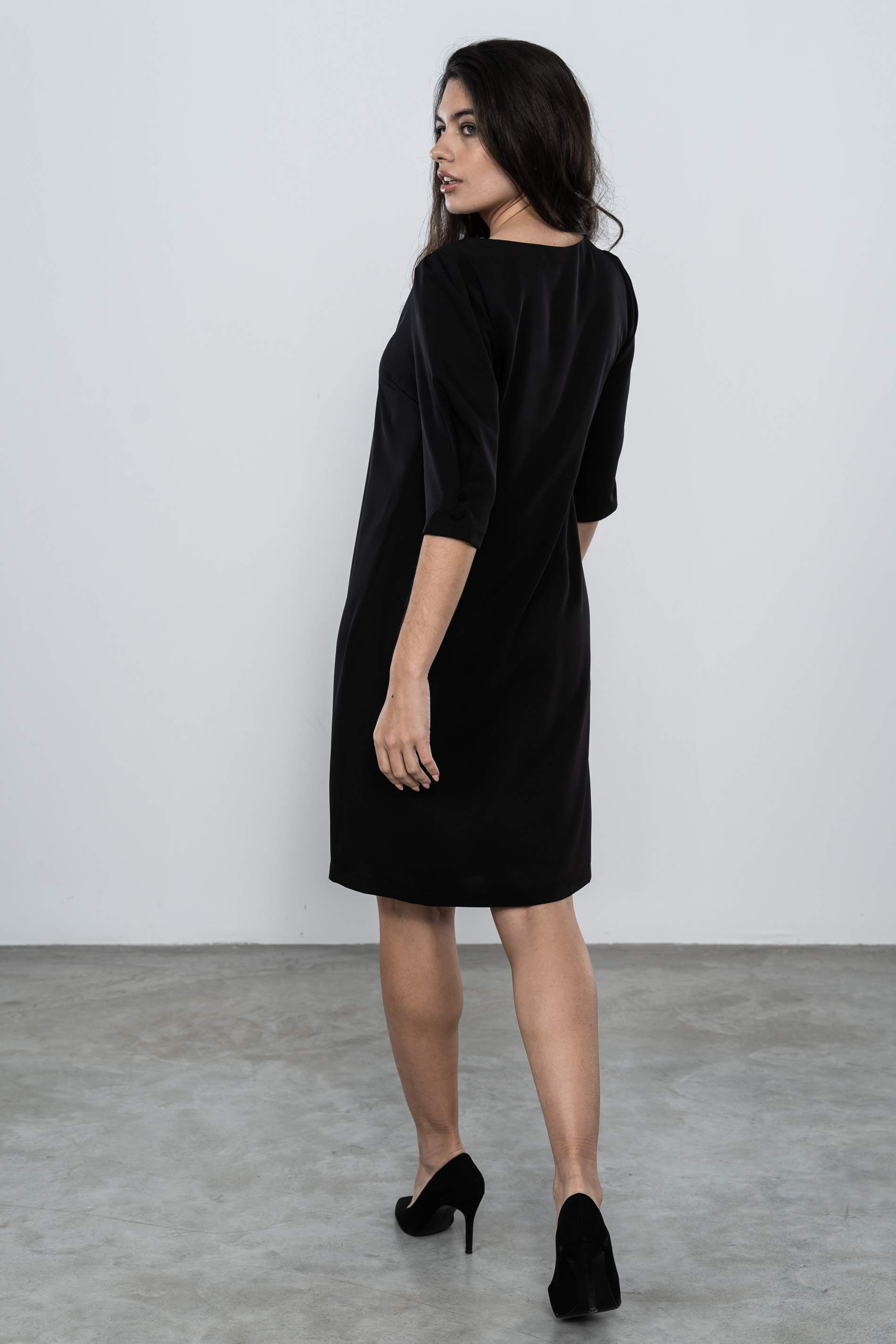 VESTIDO MANGA ABULLONADA NEGRO