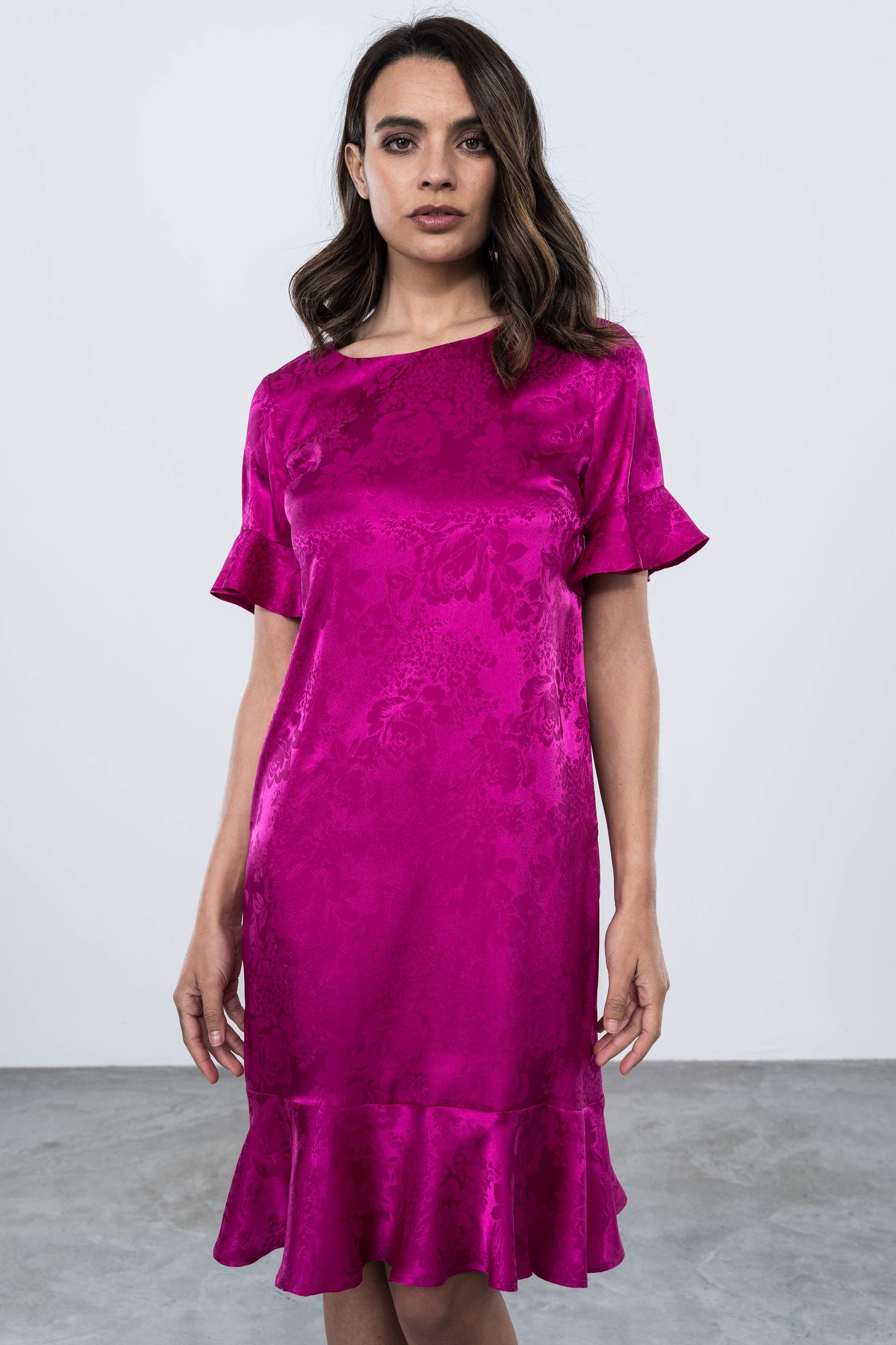 VESTIDO SATINADO VOLANTE MC