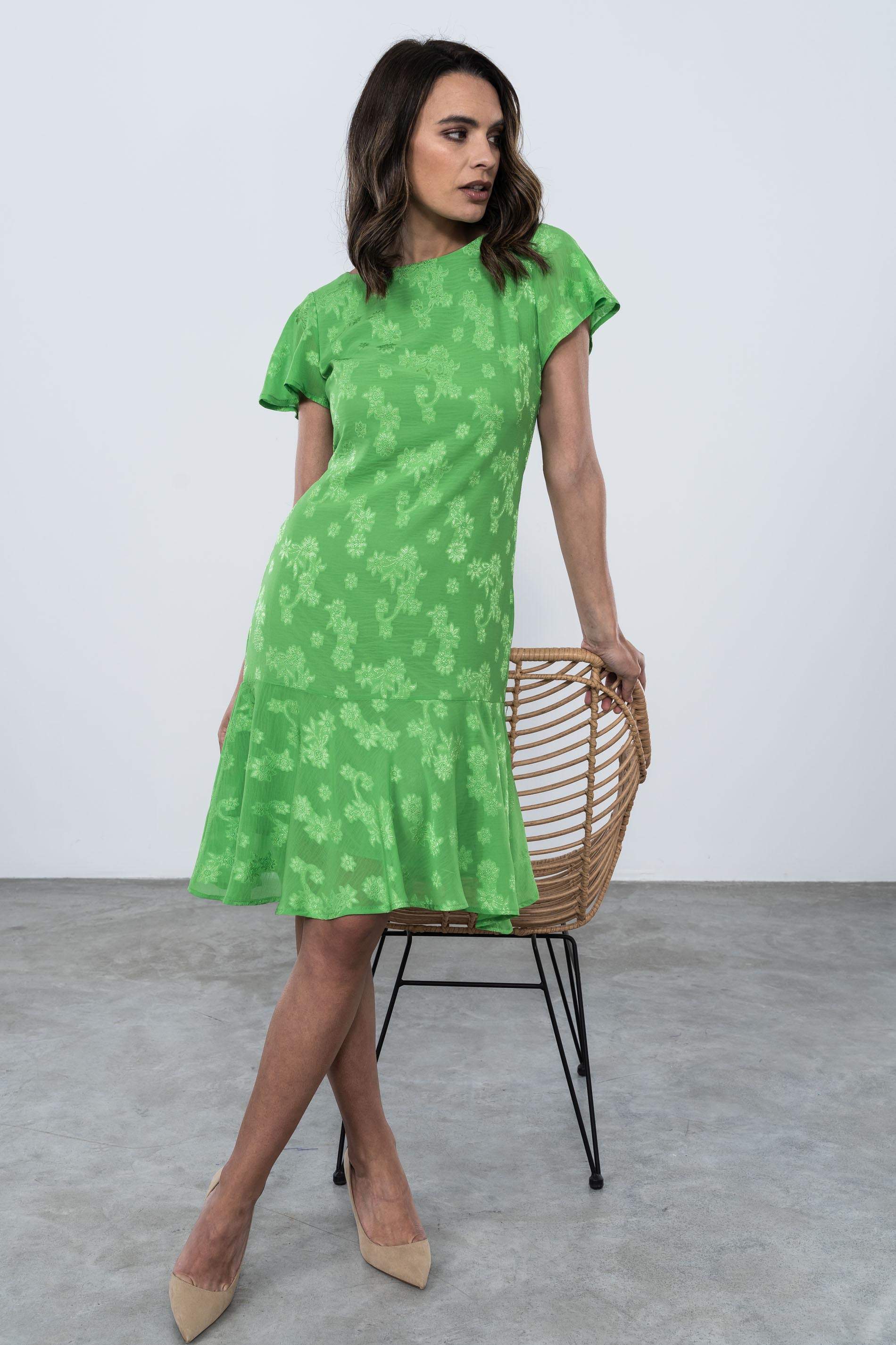 VESTIDO VOLANTE CAPA JACQUARD 