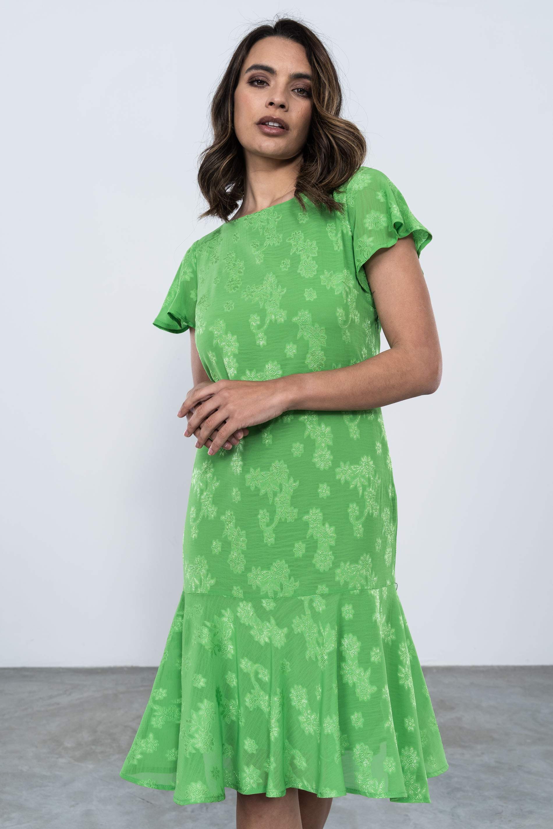 Vestido jacquard volante zara cheap
