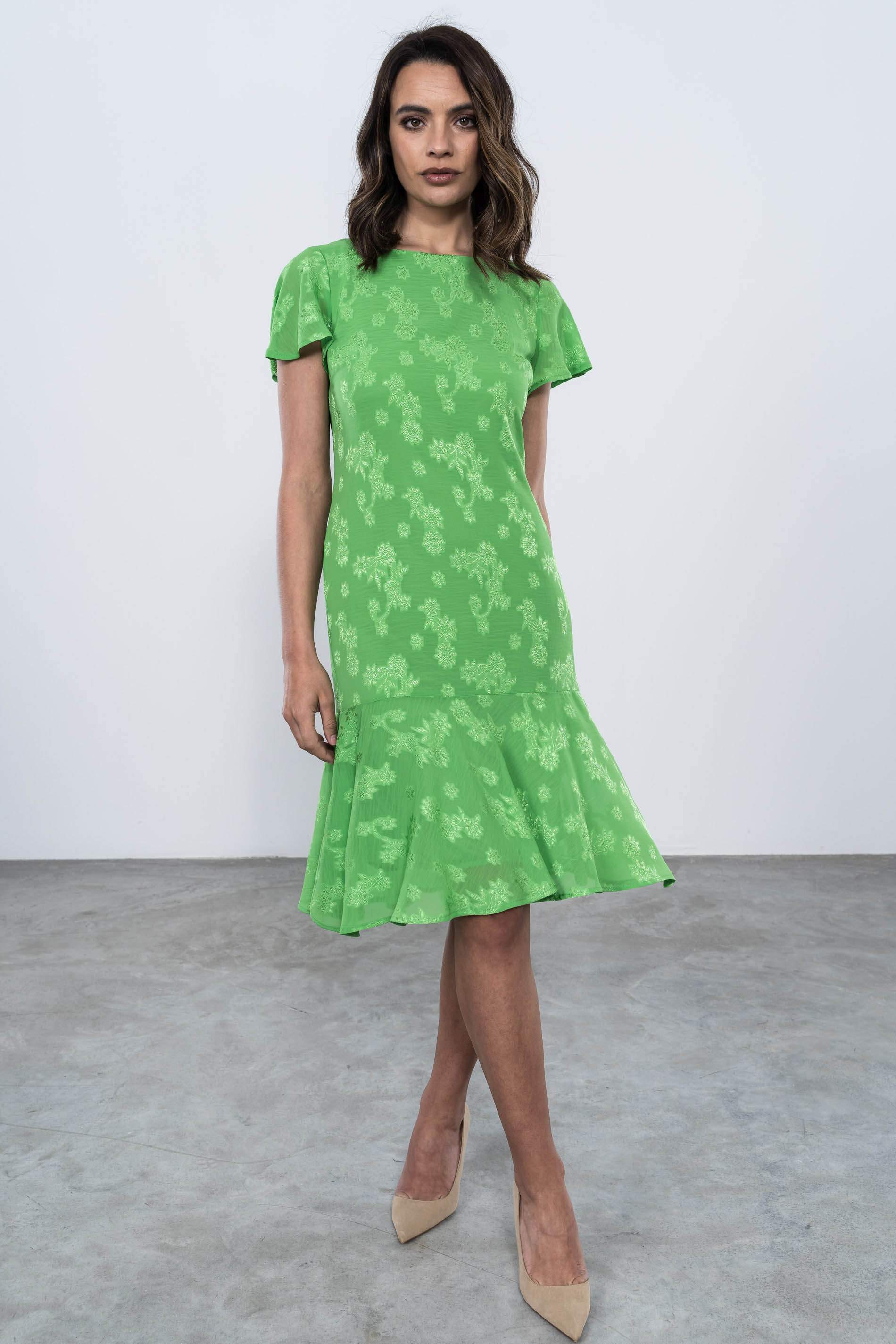 VESTIDO VOLANTE CAPA JACQUARD 
