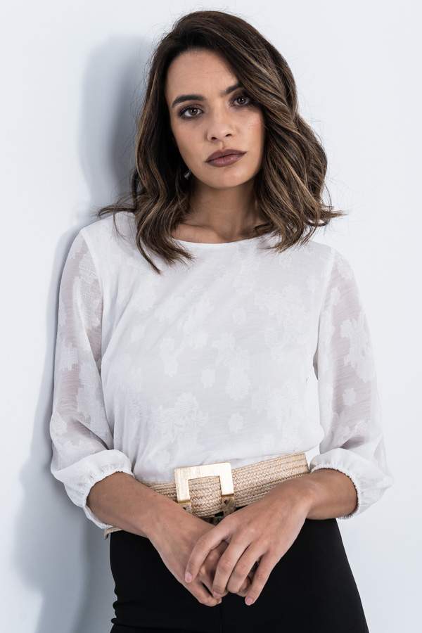 BLUSA FLORES JACQUARD BLANCO