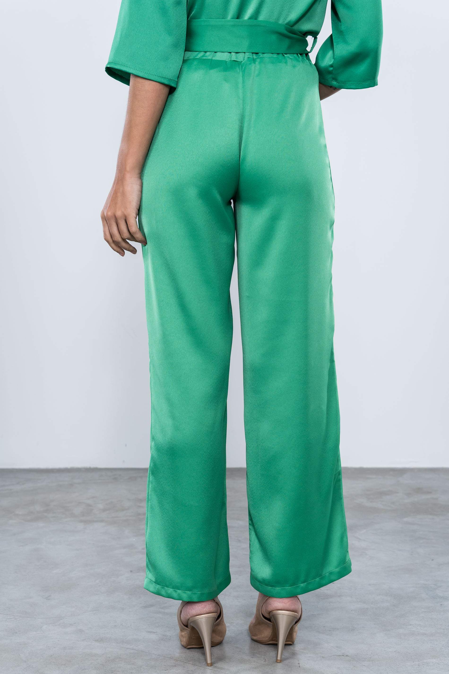 PANTALON SATINADO VESTIR VERDE