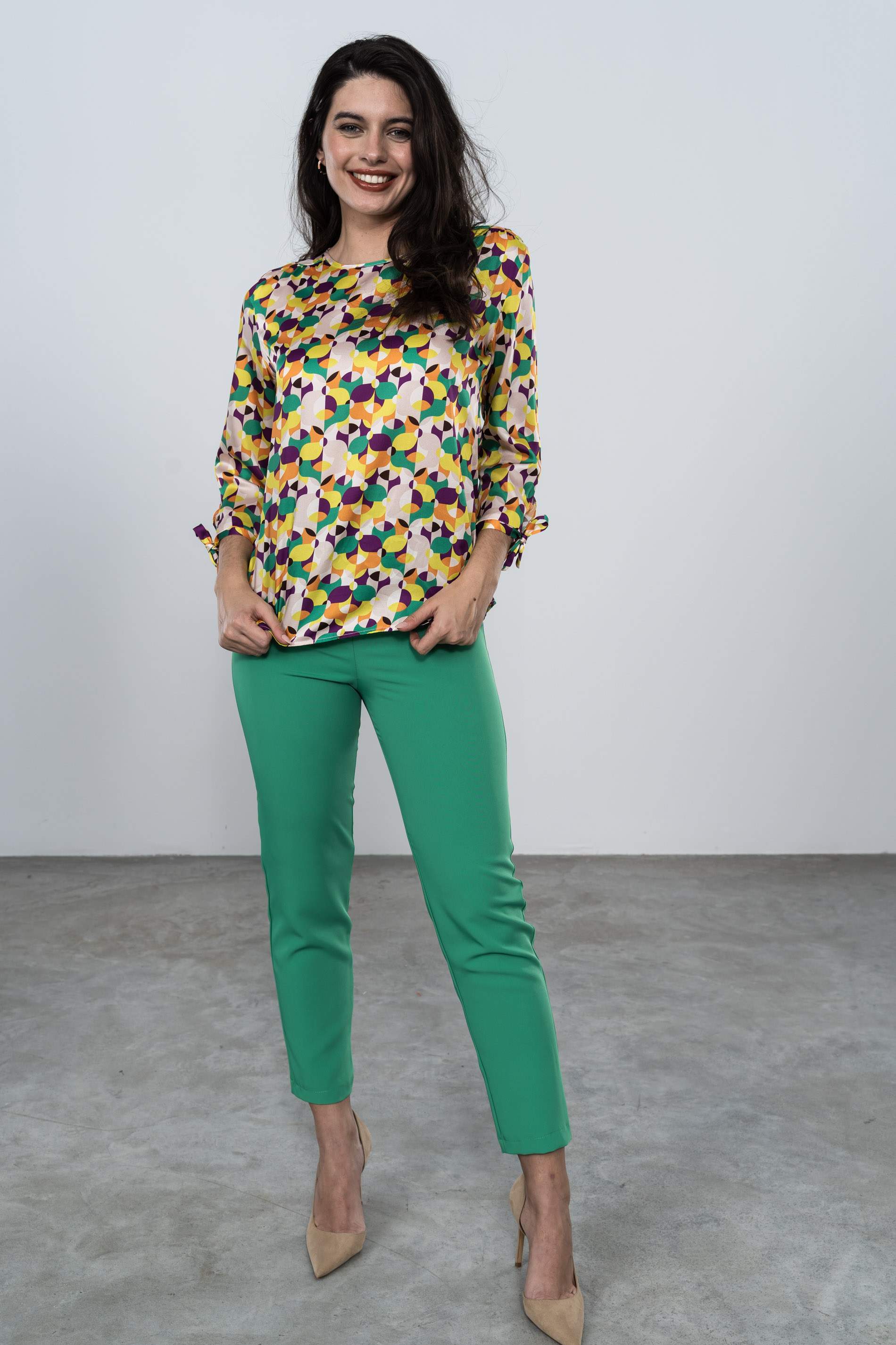 PANTALON VESTIR GOMA VERDE