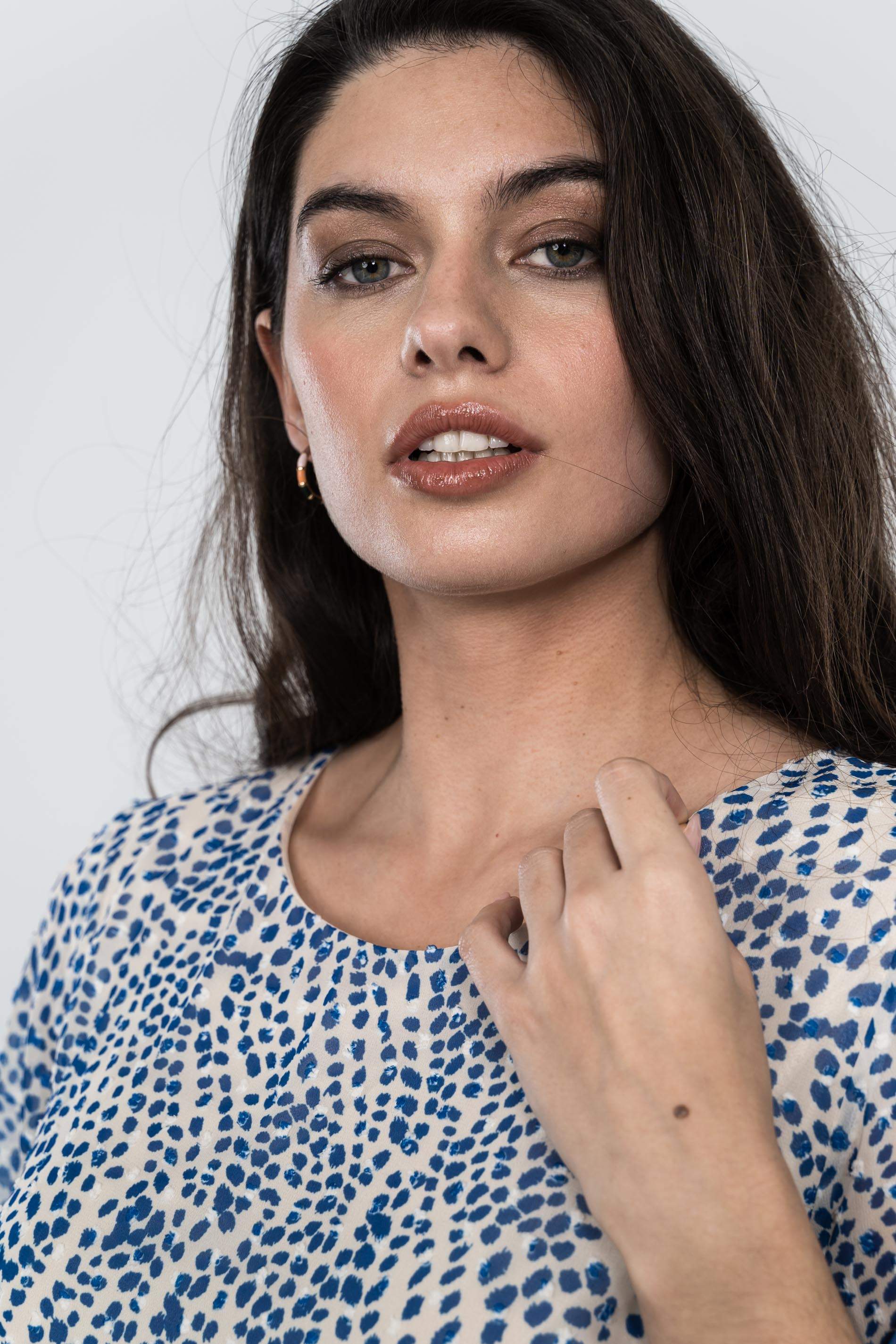 BLUSA PLUMETI ESTAMPADA AZUL