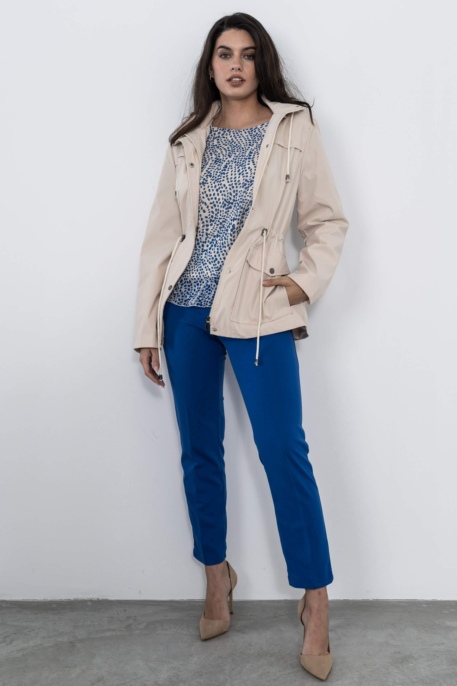 BLUSA PLUMETI ESTAMPADA AZUL