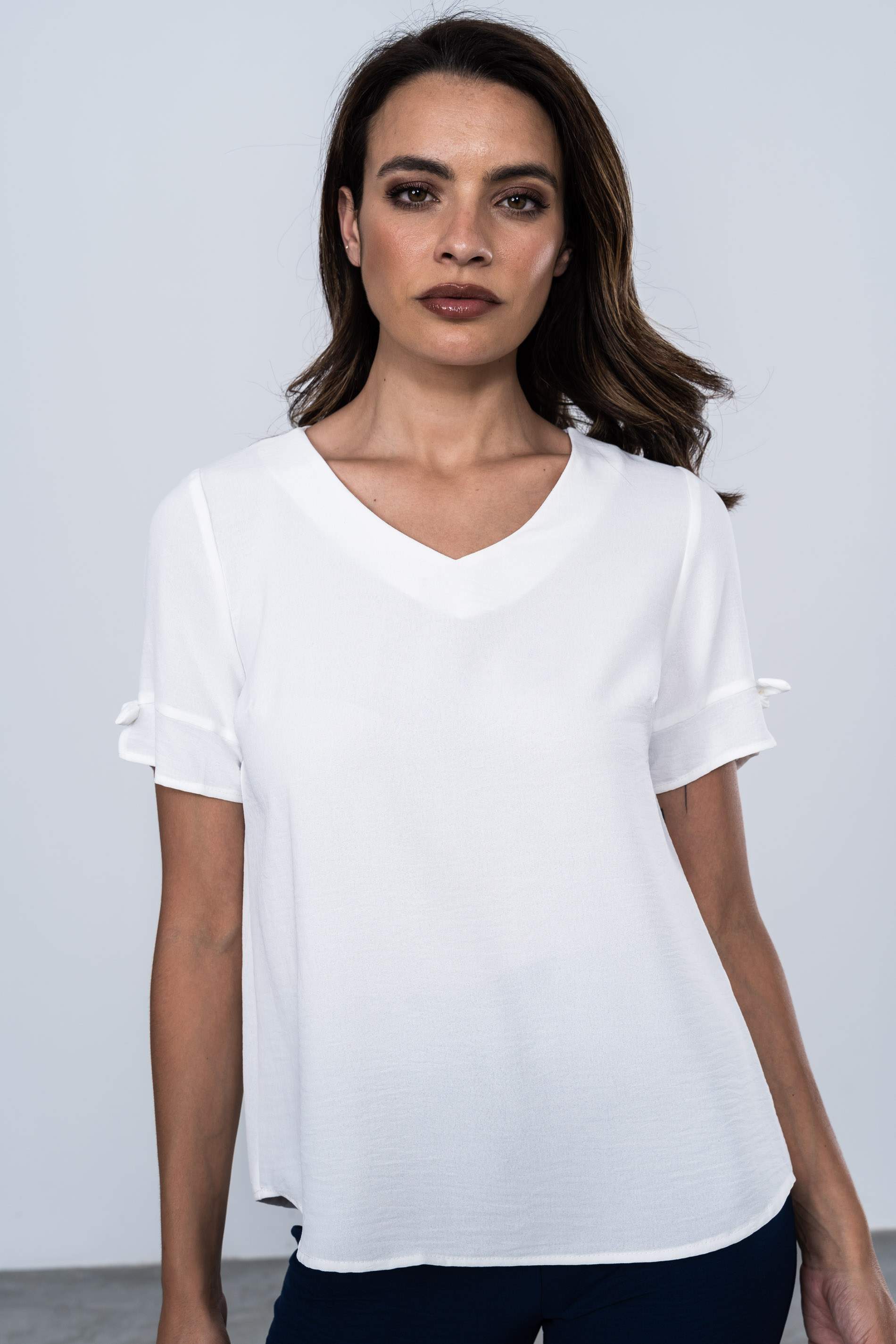 BLUSA LACITOS MANGA CORTA CRUDO