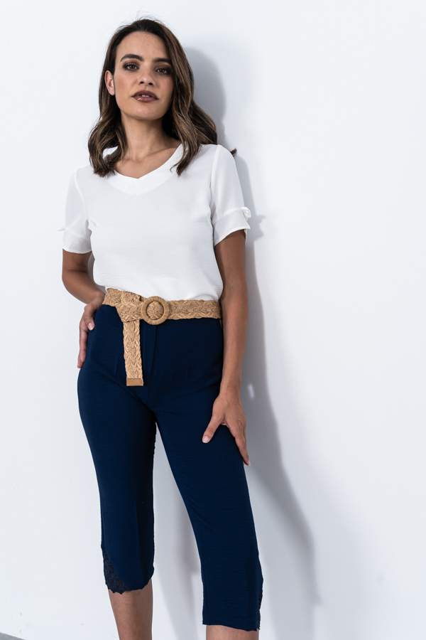 BLUSA LACITOS MANGA CORTA CRUDO
