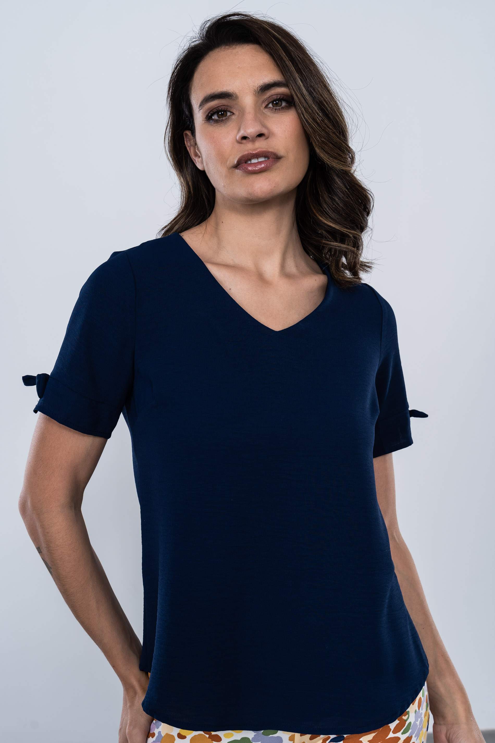 BLUSA LACITOS MANGA CORTA MARINO