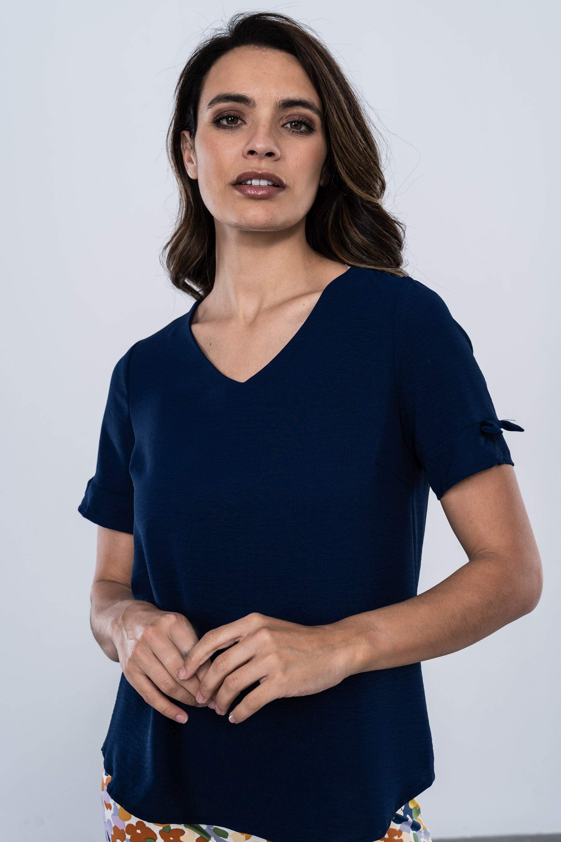 BLUSA LACITOS MANGA CORTA MARINO