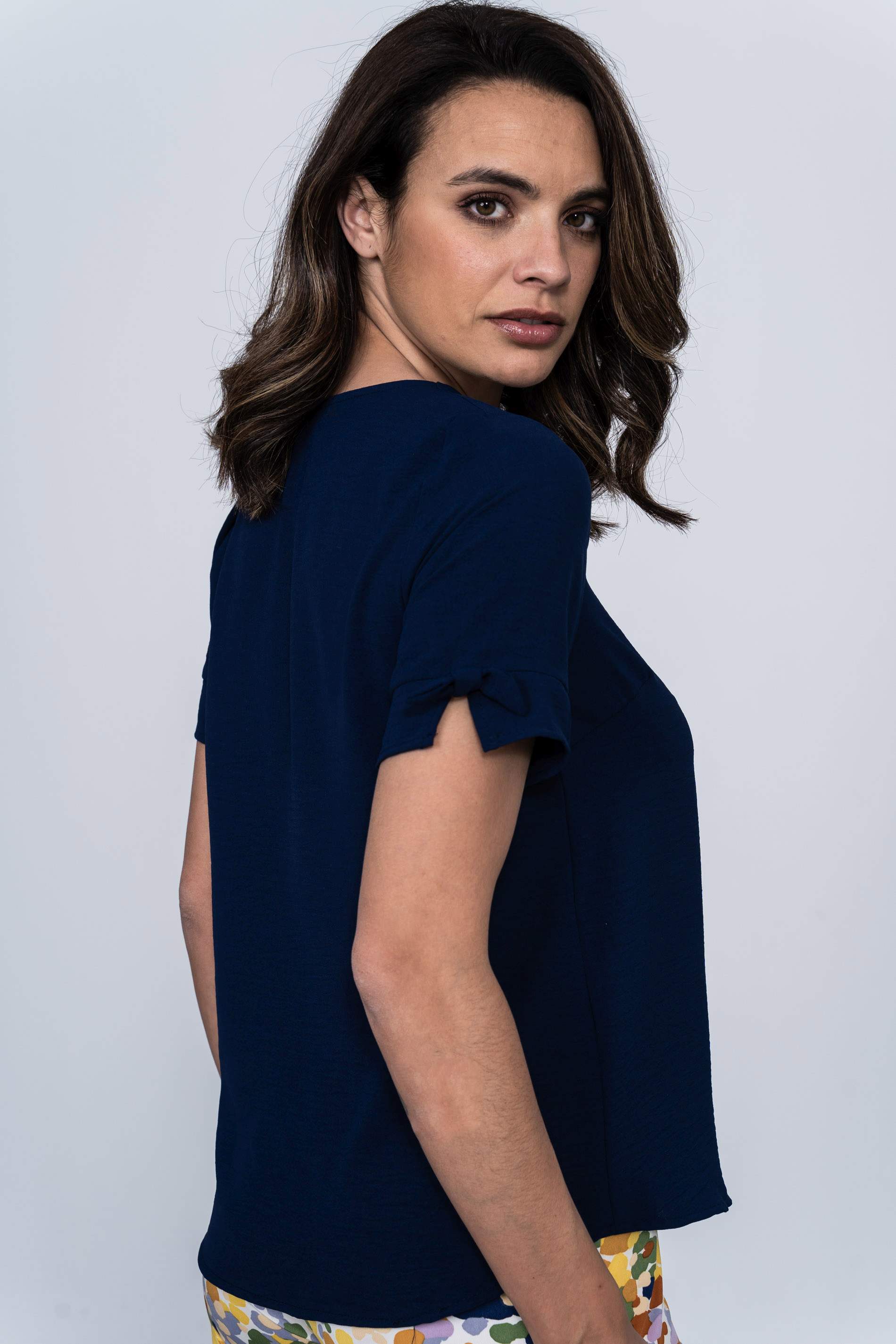 BLUSA LACITOS MANGA CORTA MARINO