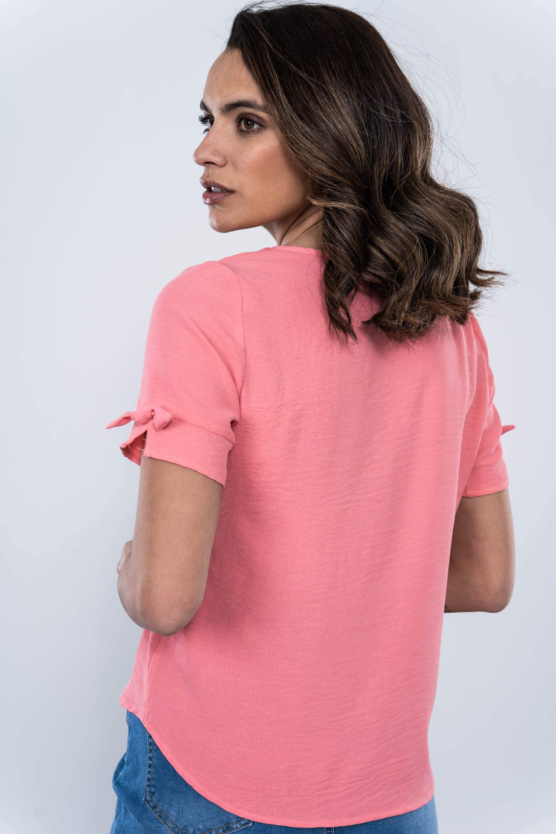 BLUSA LACITOS MANGA CORTA CORAL