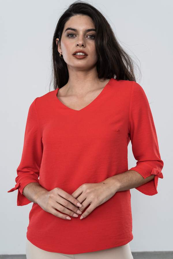 BLUSA MANGA LAZADA ROJO