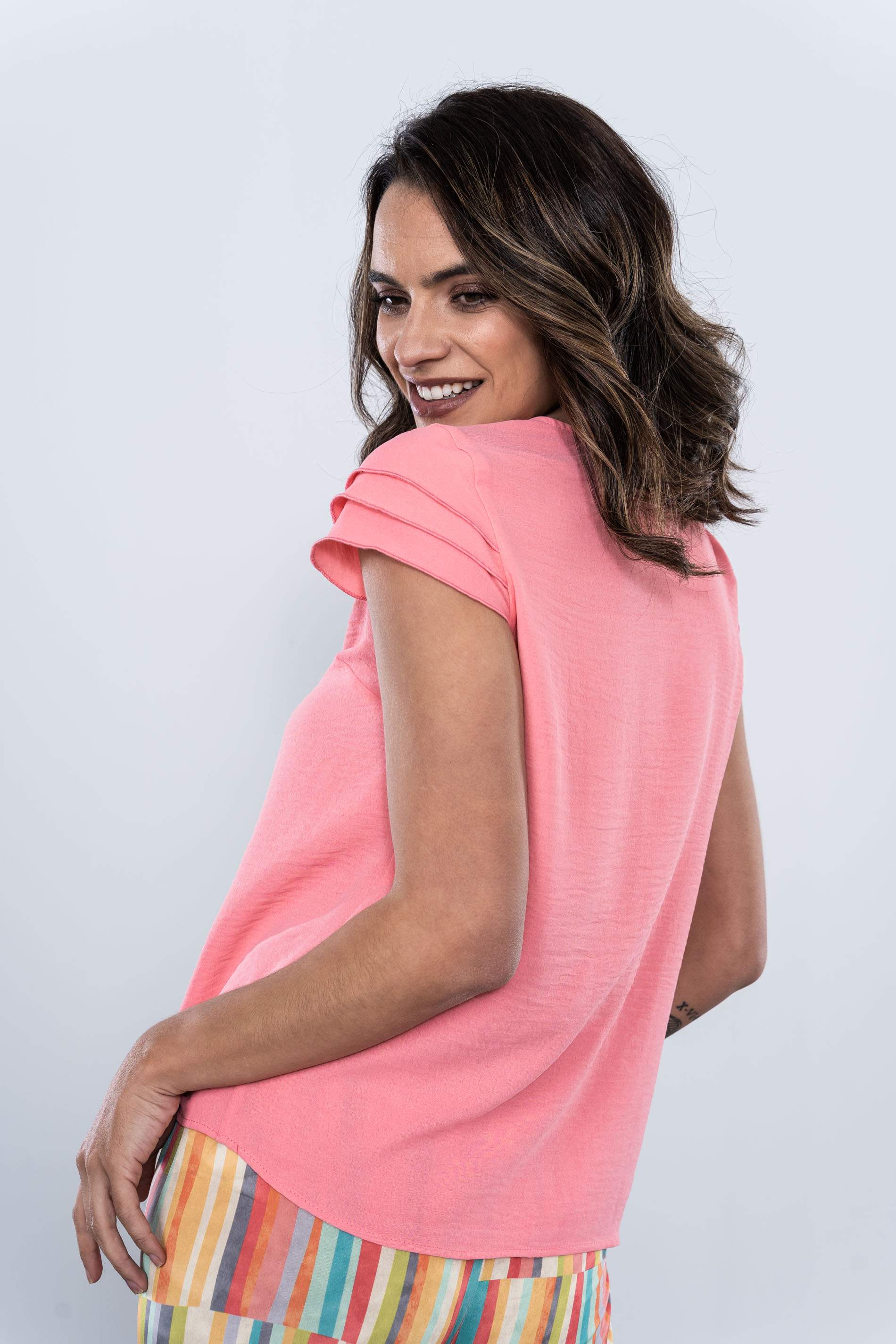 BLUSA MANGA CAPAS CORAL