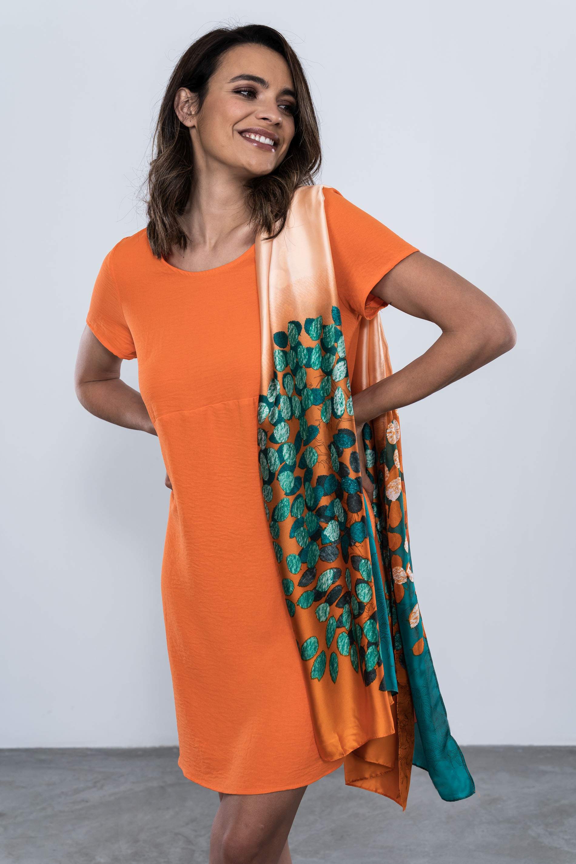 VESTIDO HOLGADO M/C NARANJA