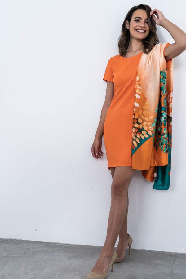 VESTIDO HOLGADO M/C NARANJA