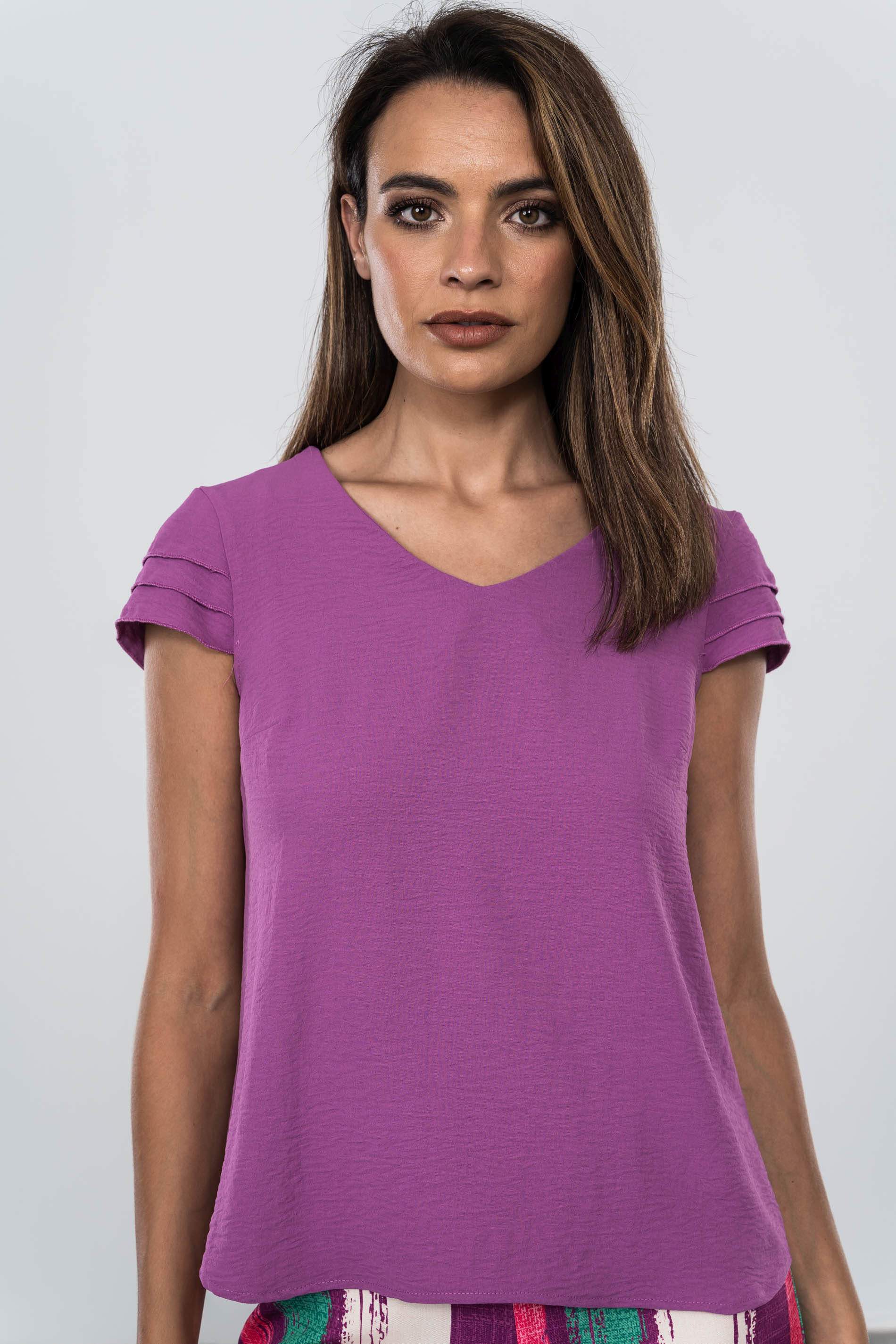 BLUSA MANGA CAPAS MALVA