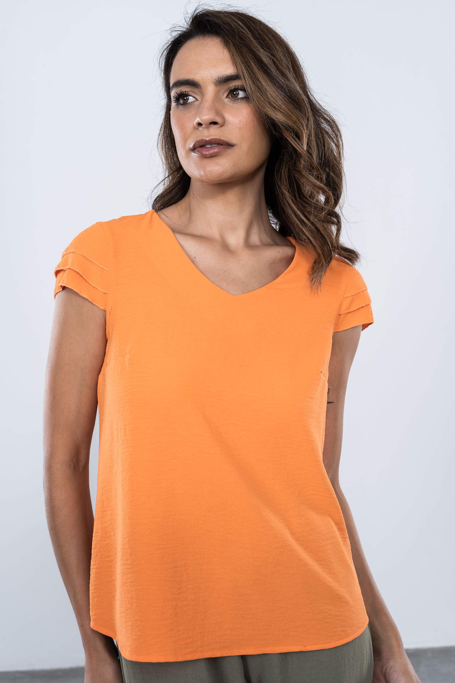 BLUSA MANGA CAPAS NARANJA