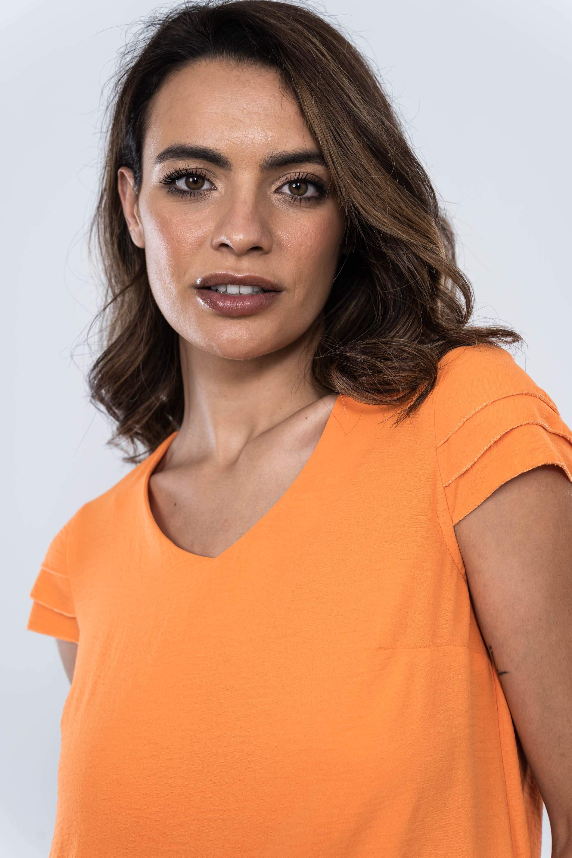 BLUSA MANGA CAPAS NARANJA
