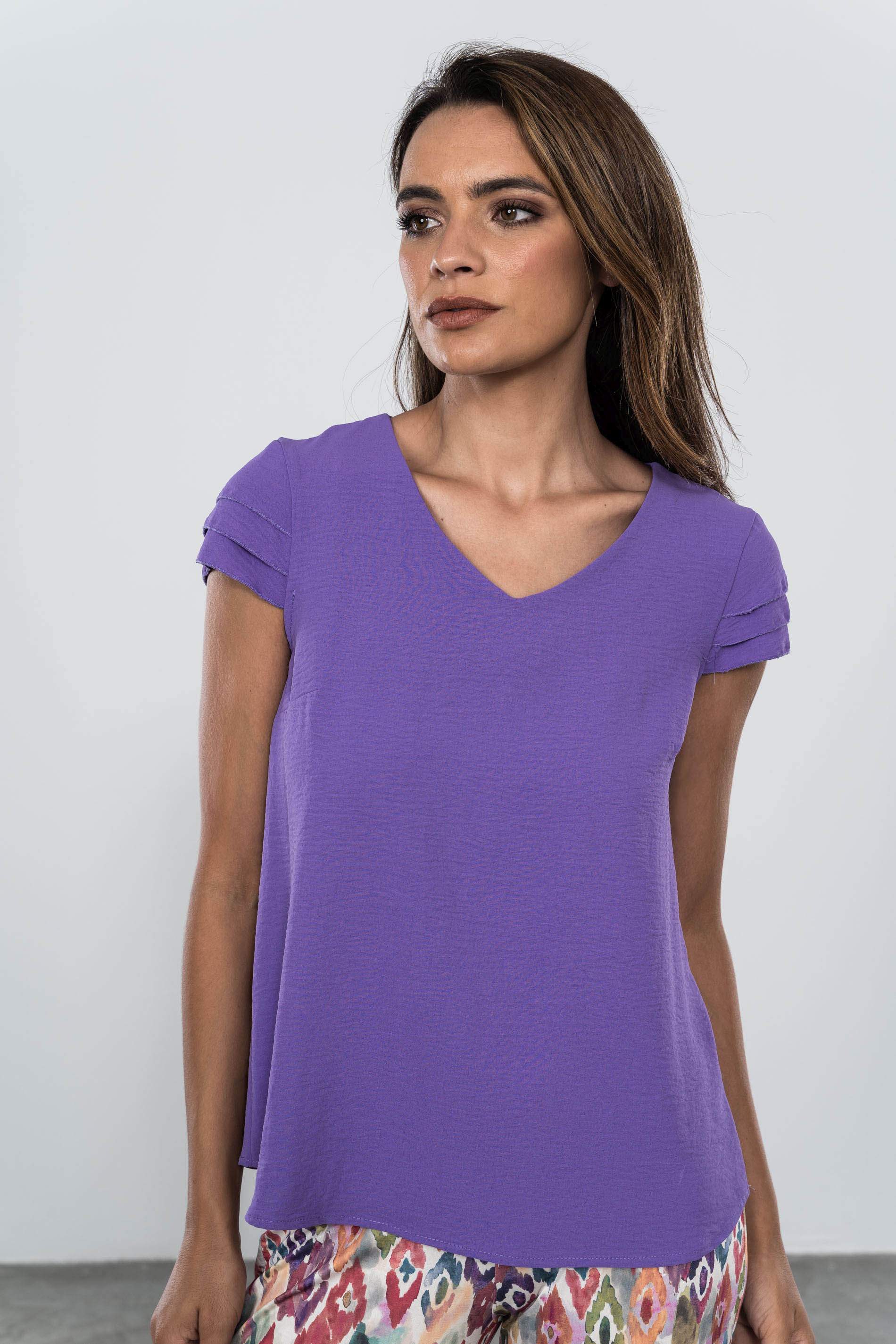 BLUSA MANGA CAPAS LAVANDA
