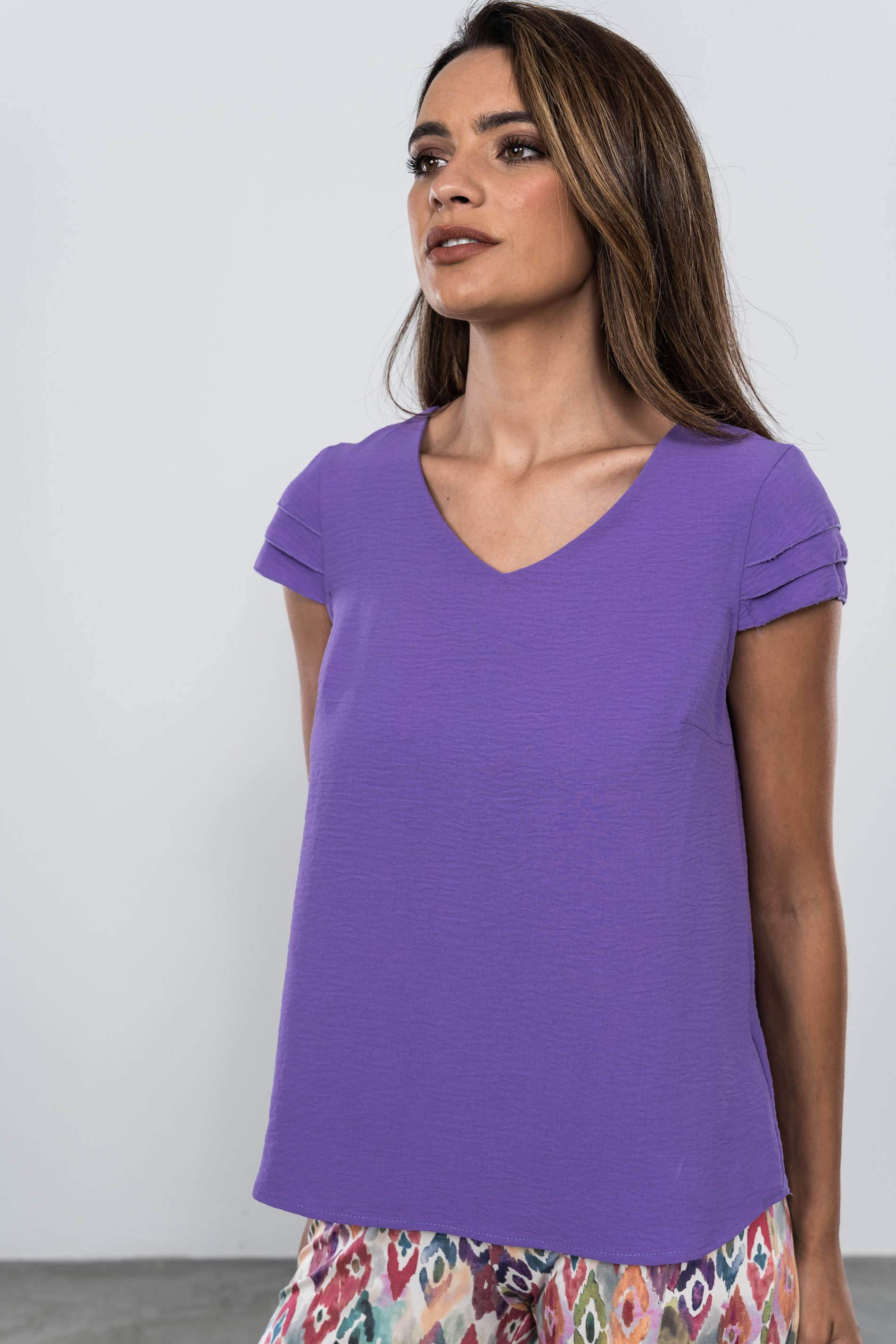 BLUSA MANGA CAPAS LAVANDA